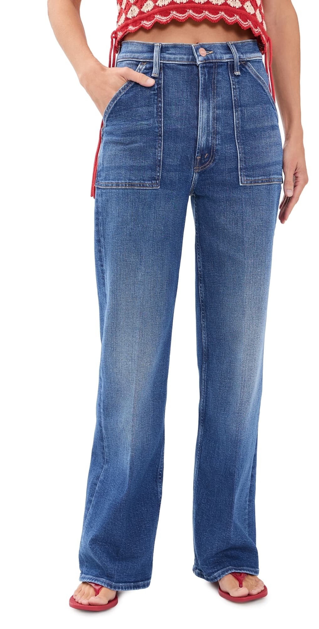 MOTHER Petite Lil Patch Maven Sneak Jeans Spare Me The Drama