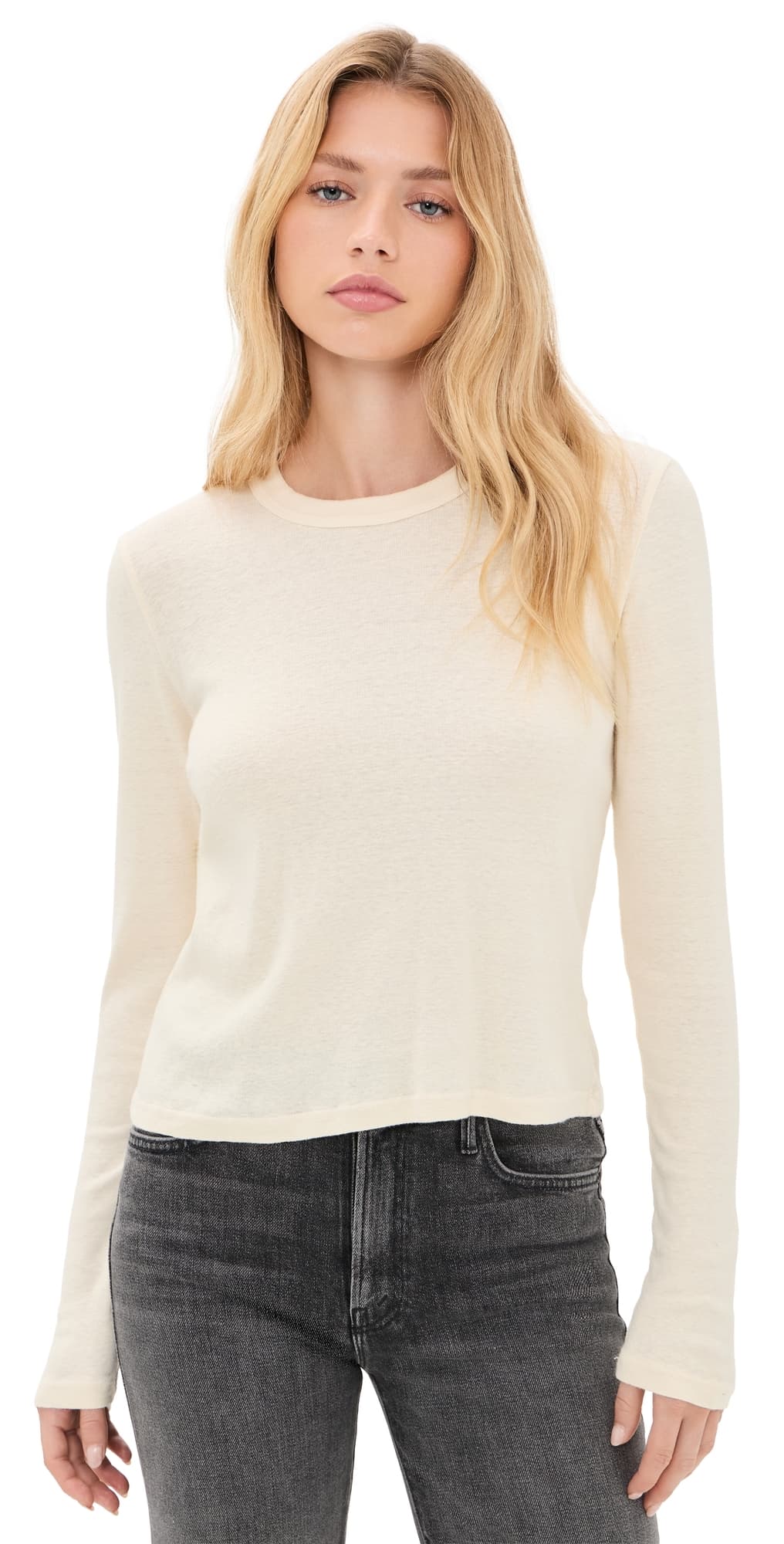 MOTHER The Itty Bitty Crop Tee Aqw Antique White