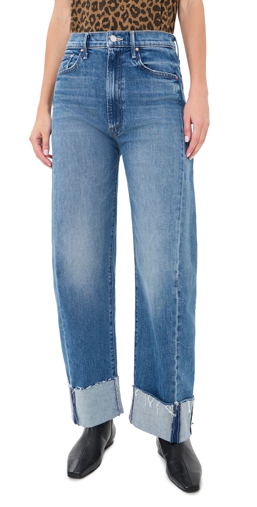 MOTHER The Half-Pipe Flood Cuff Fray Jeans Get Two Birds Stoned