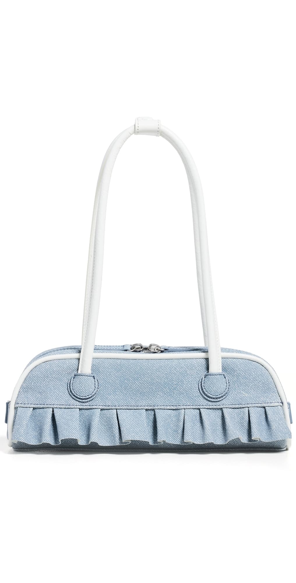 Marge Sherwood x Peanuts Boston Mini Bag Blue & White Denim Effect Suede