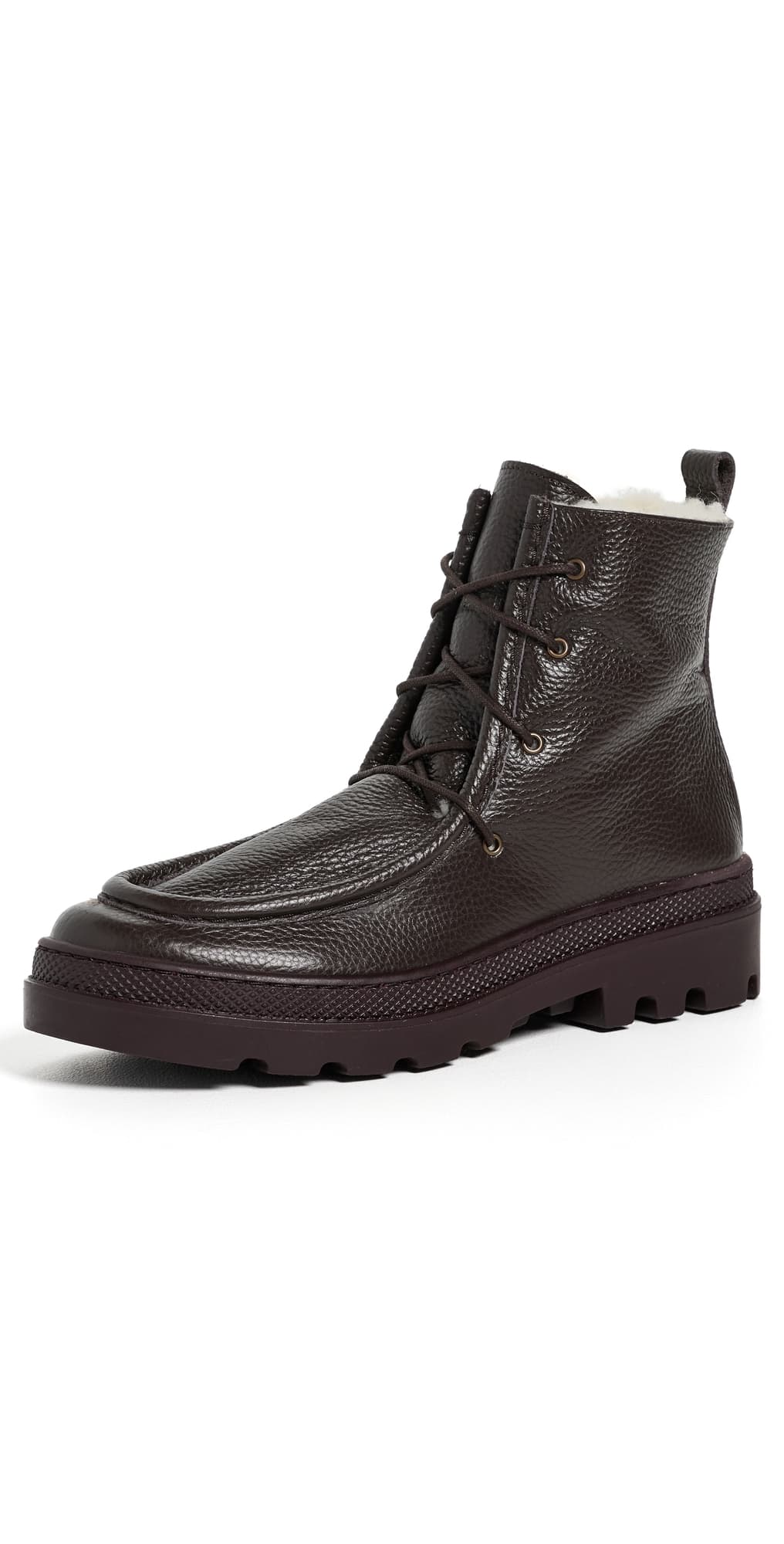 Naguisa Lucila Sherpa Ankle Boots Dark Brown