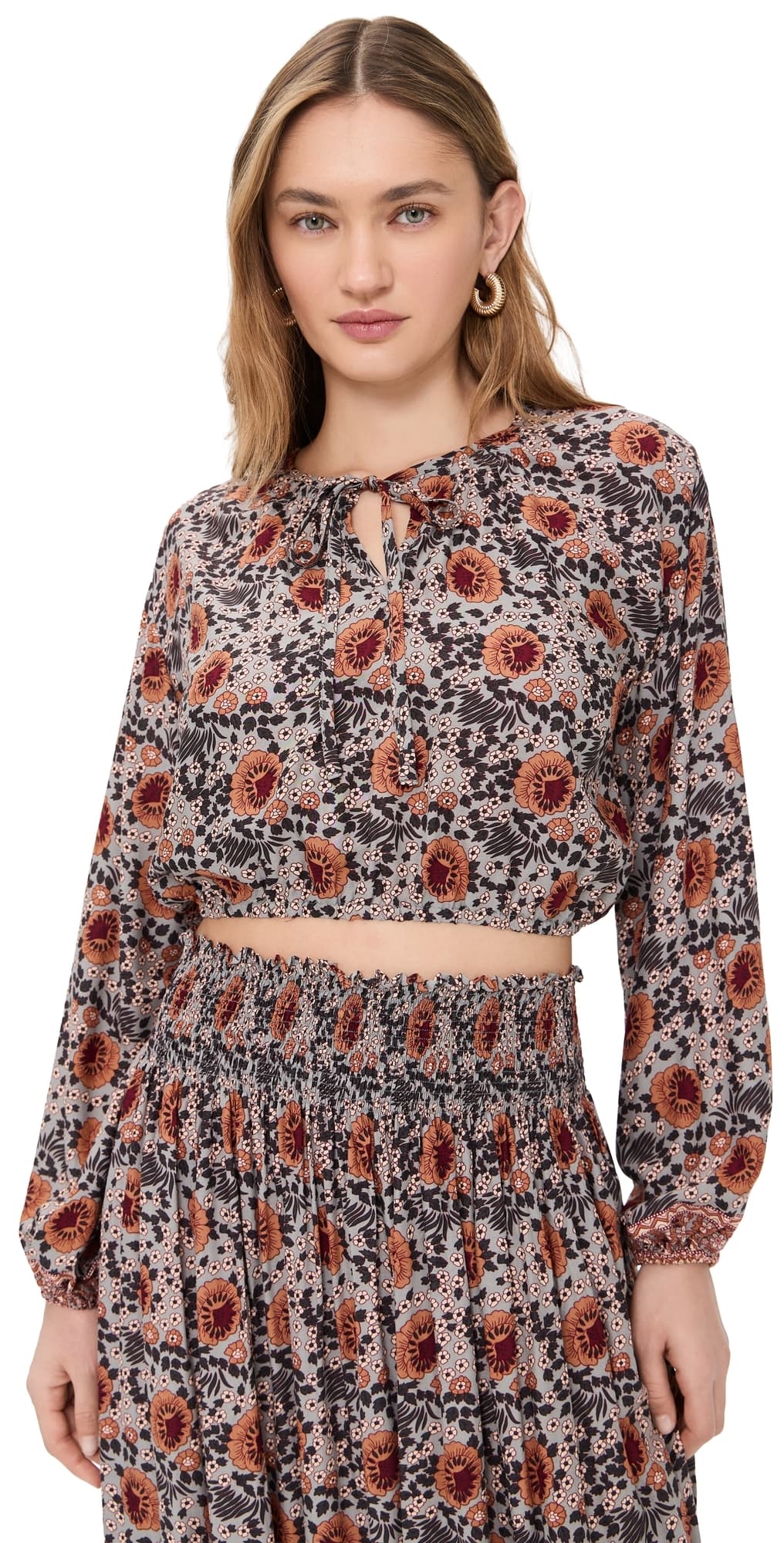 Natalie Martin Collection Amelia Top Vintage Flowers Slate