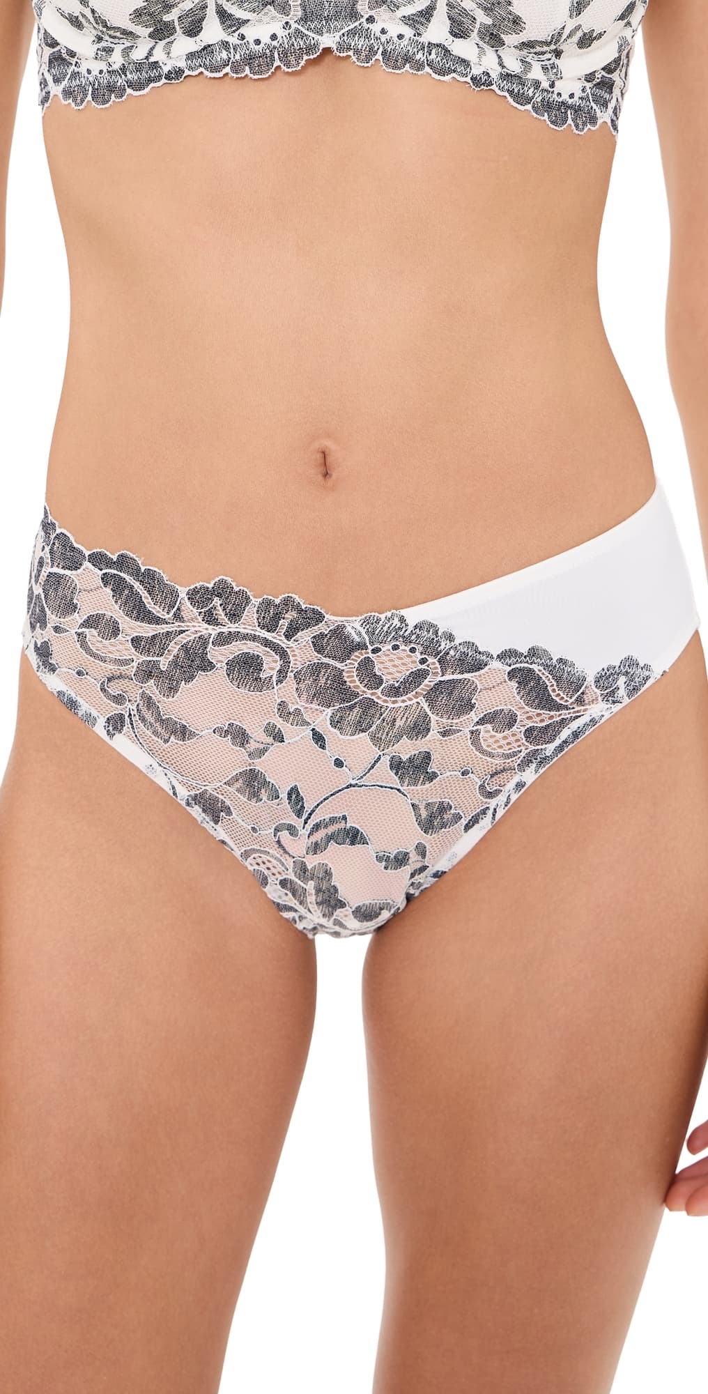 Natori Peony Bikini Panties Warm White/Black