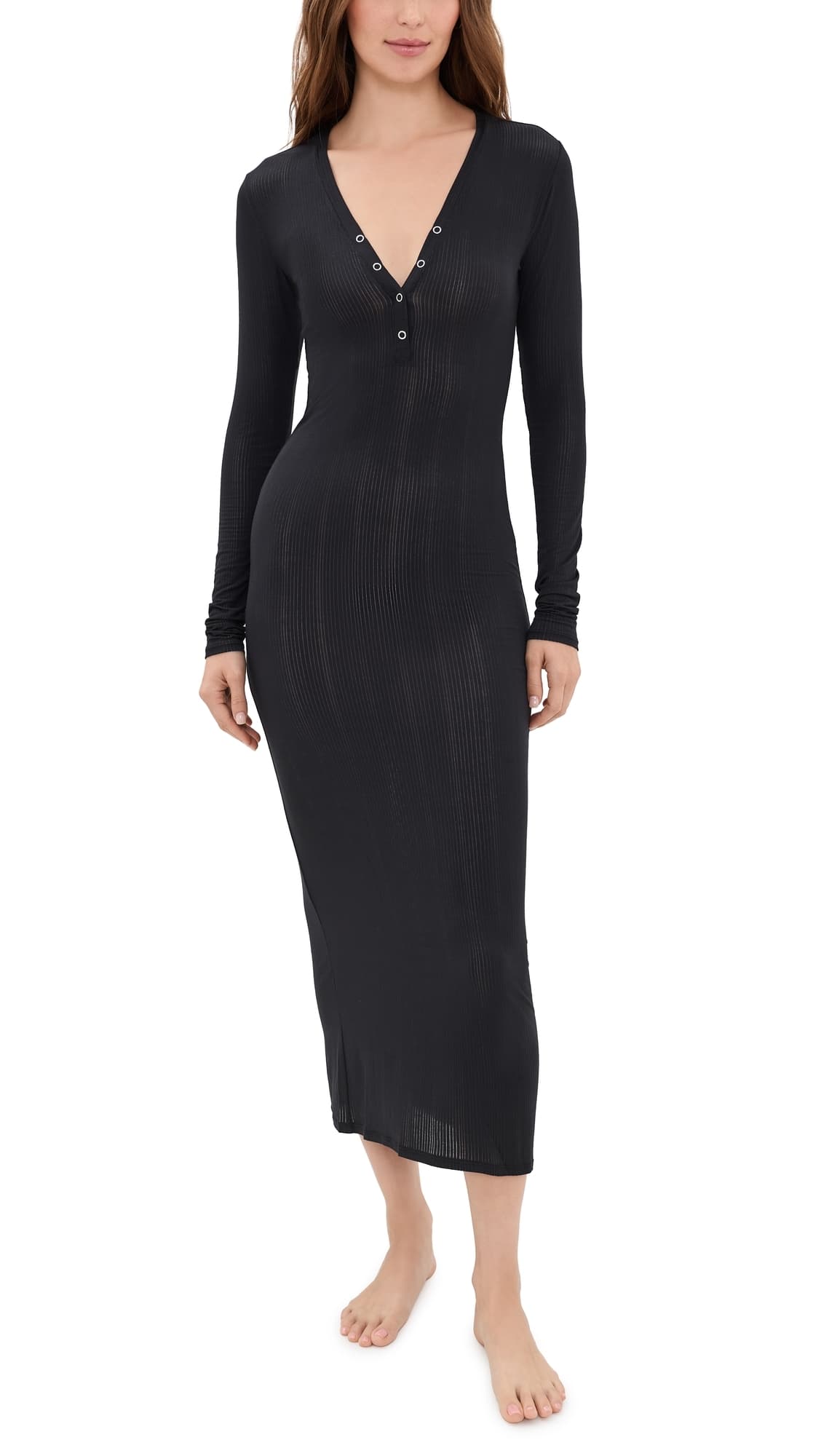 Negative Whipped Henley Sleep Dress Black