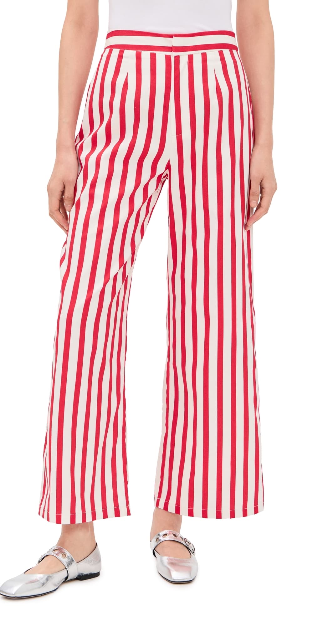 Never Fully Dressed Red Stripe Mara Trousers Red