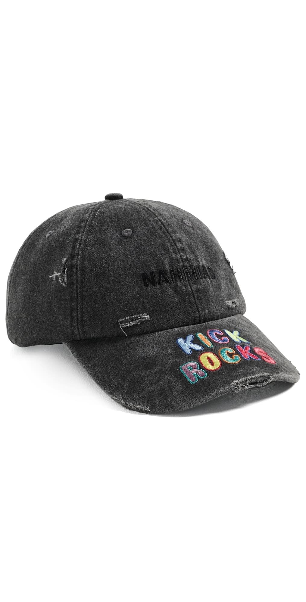 Nahmias Kick Rocks 6 Panel Hat Worn Black Cotton