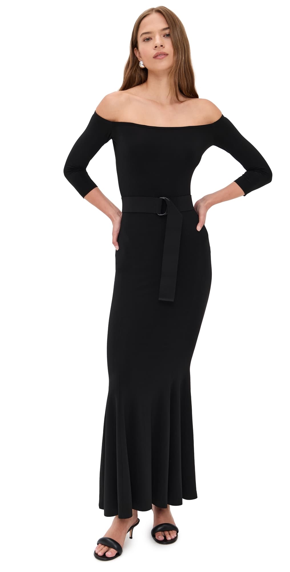 Norma Kamali Kamali Kulture Off Shoulder Fishtail Gown Black