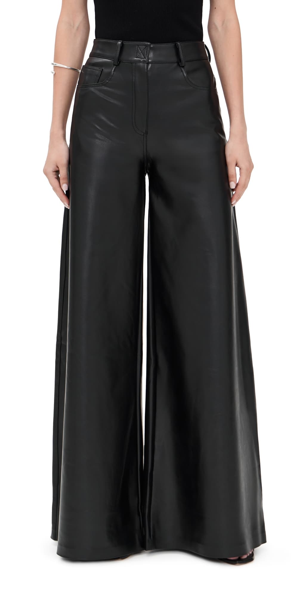 Norma Kamali Elephant Faux Leather Jeans Black