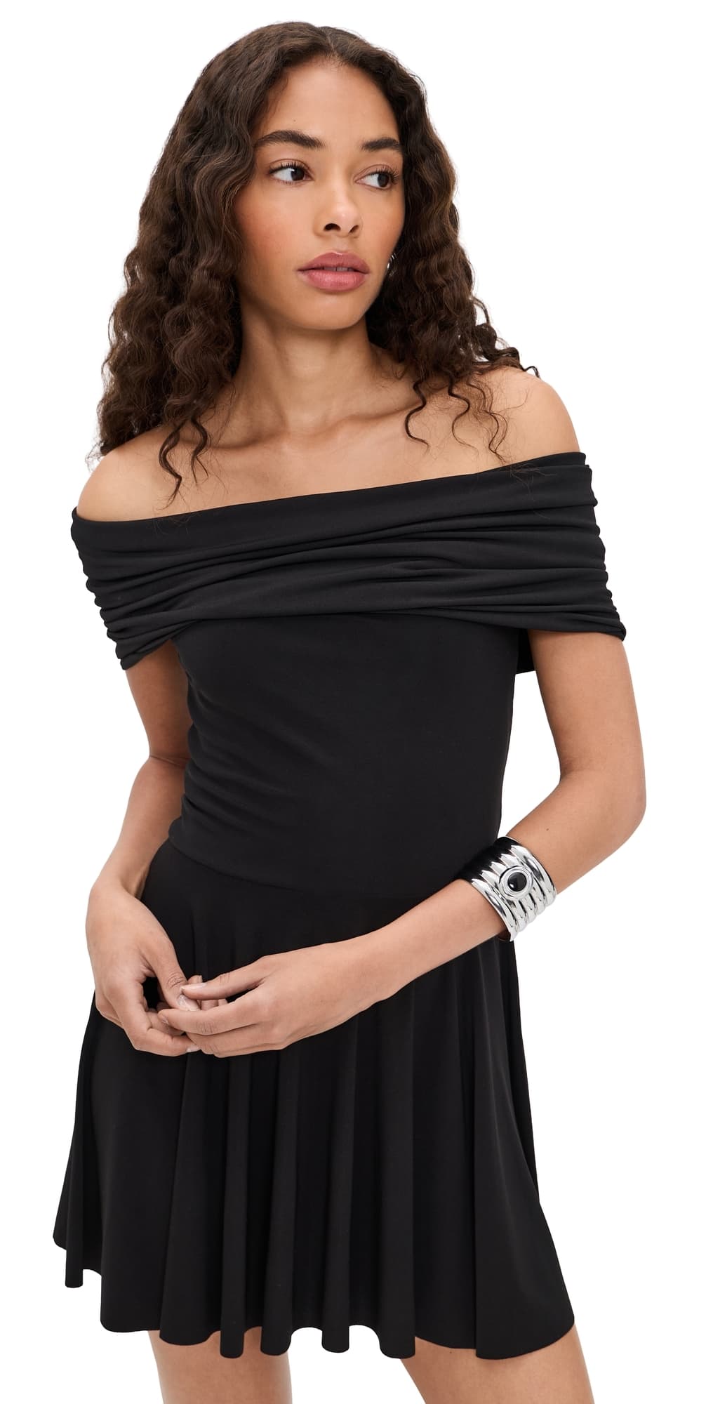 Norma Kamali Flared Pickleball Dress Black