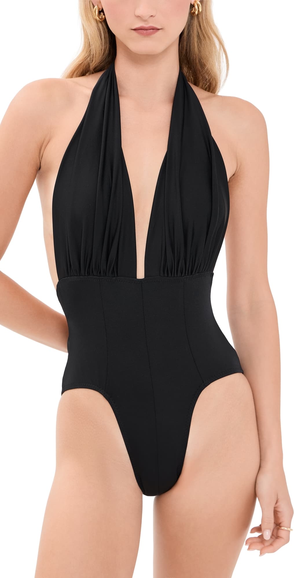 Norma Kamali Wonderwoman Halter Mio One Piece Black