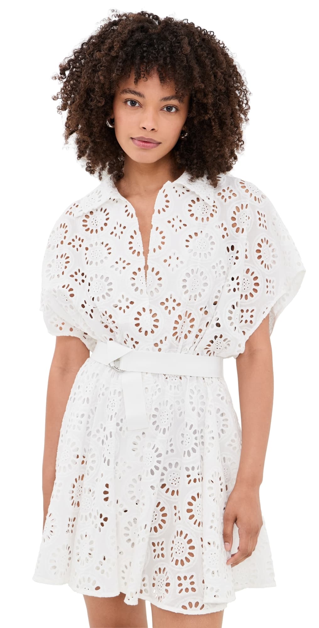 Norma Kamali Flared Shirt Mini Dress White