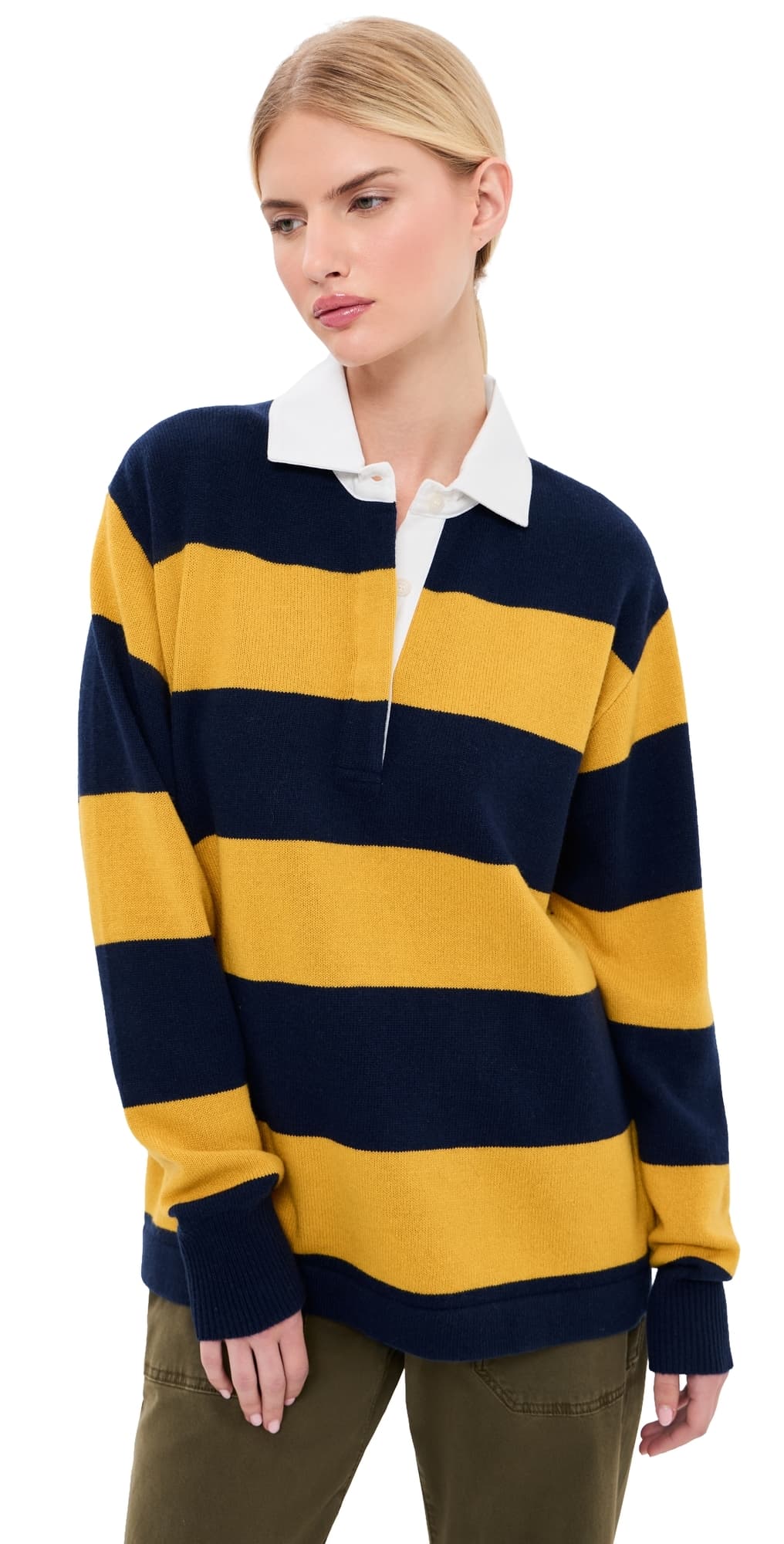 Nili Lotan Rashida Rugby Sweater Navy/Amber Stripe
