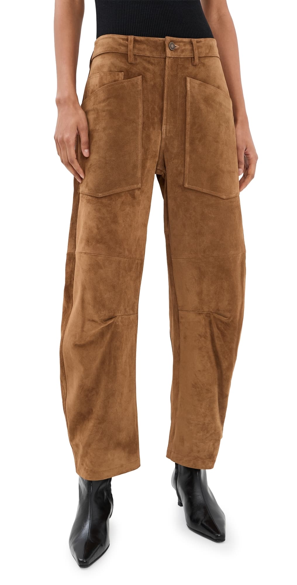 Nili Lotan Shon Calfskin Suede Pants Martora