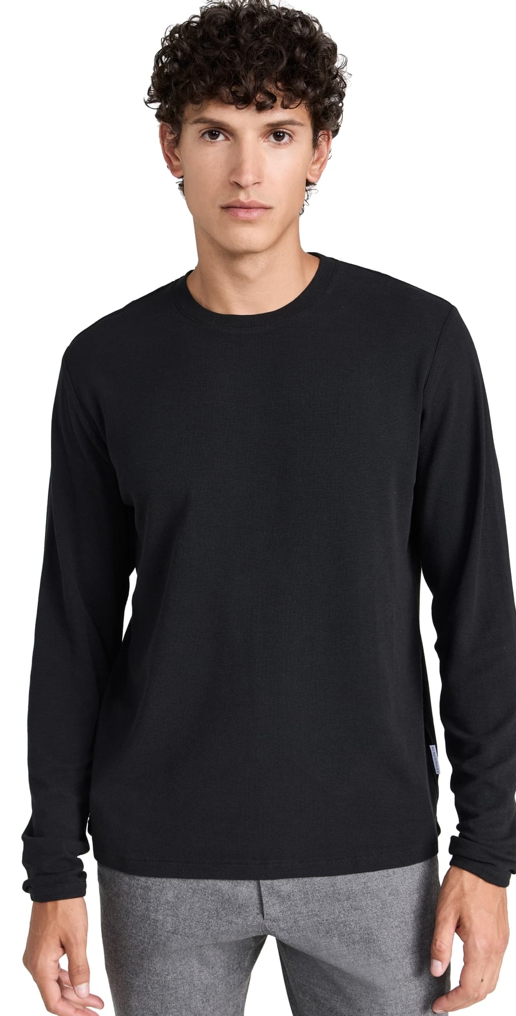 NN07 Clive Waffle Knit Tee Black