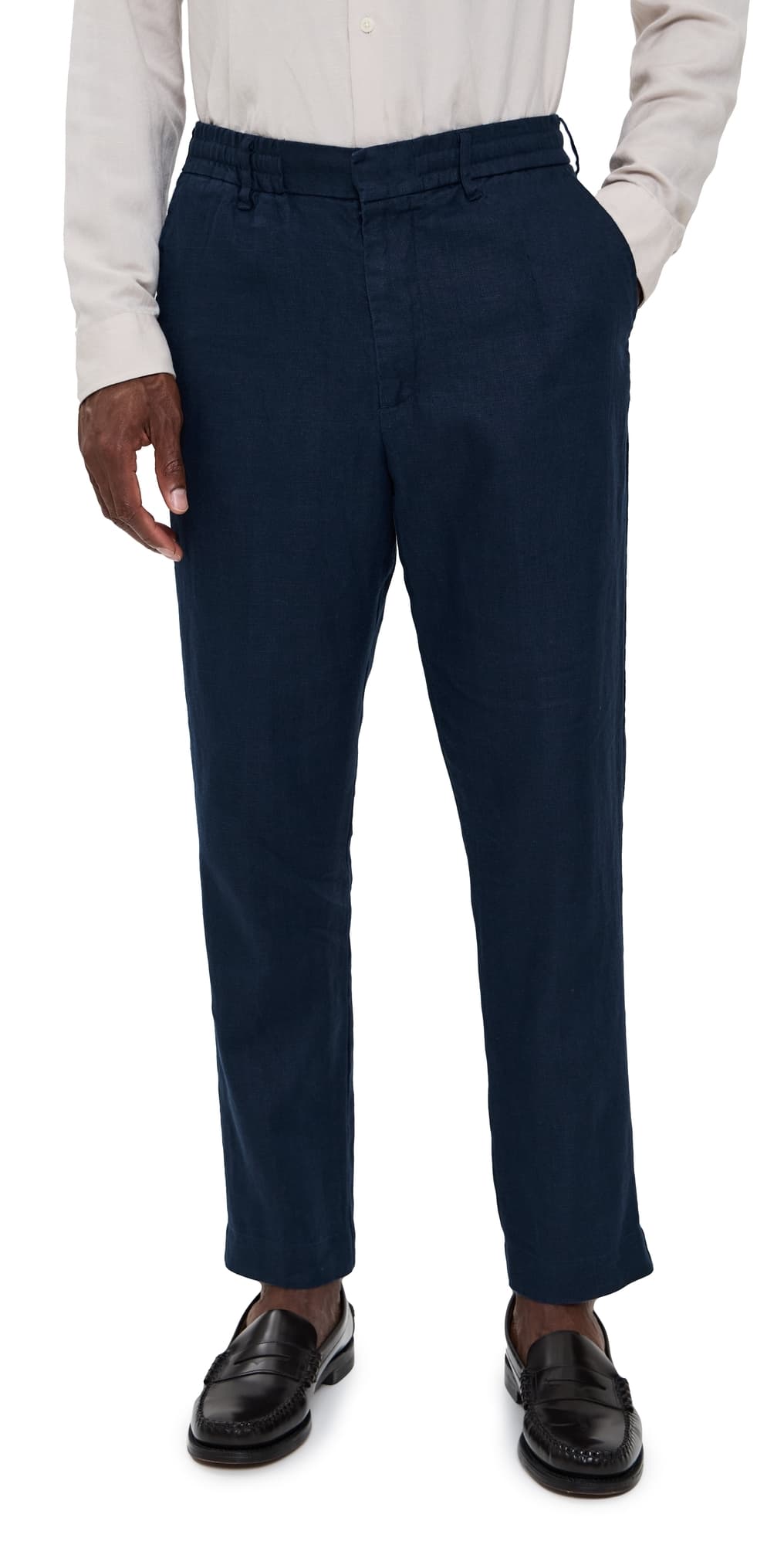 NN07 Billie Drawstring Linen Pants 32 Navy Blue
