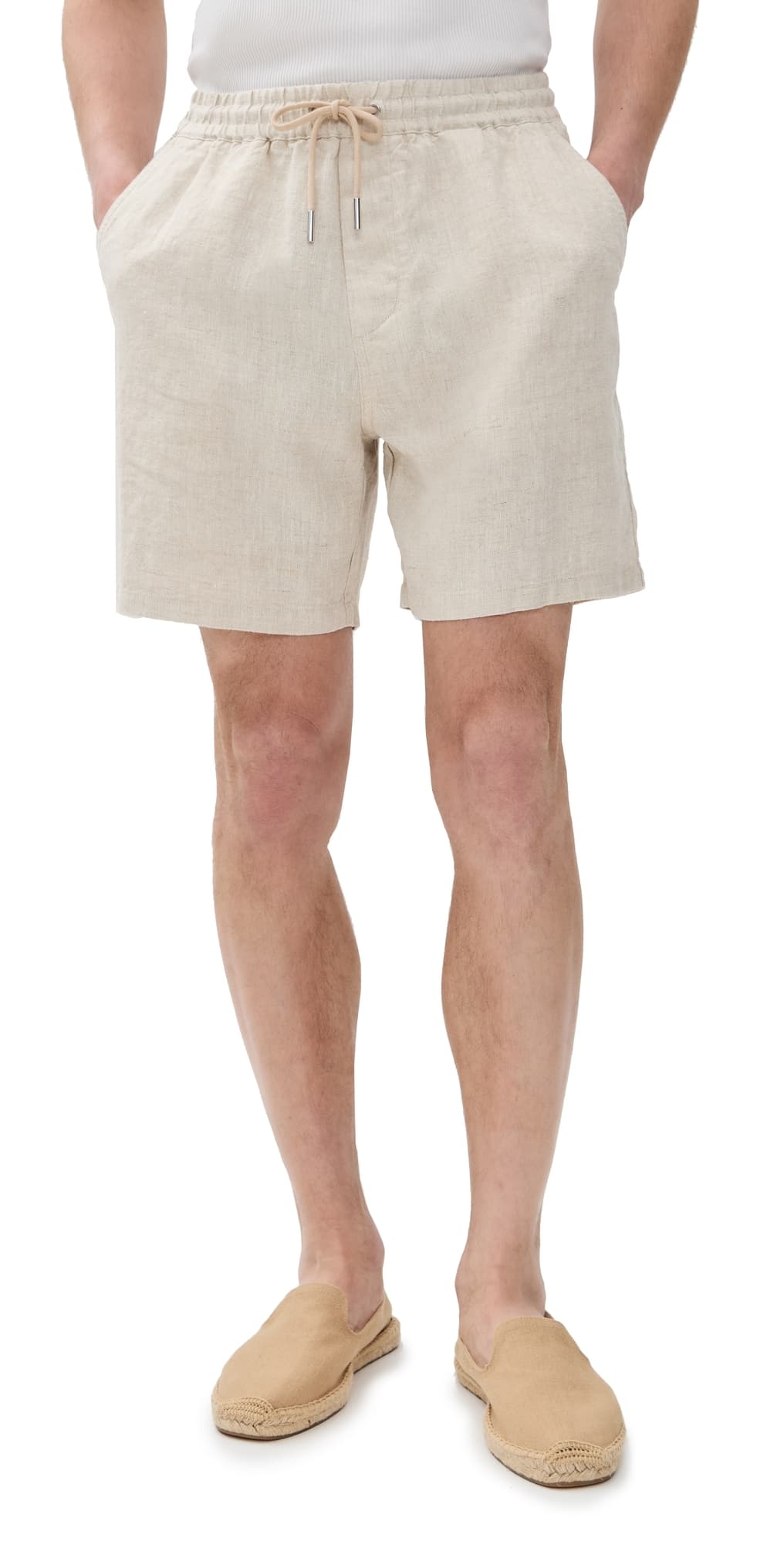 NN07 Gregor Drawstring Linen Shorts 6 Oat