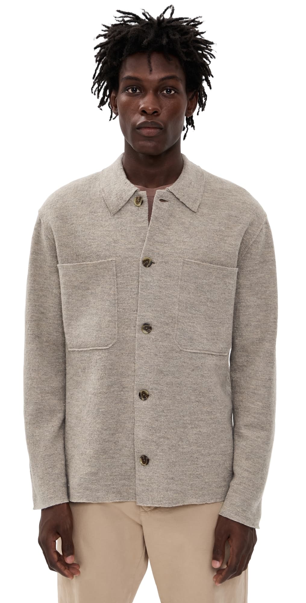 NN07 Jonas Full Button Sweater Khaki Beige