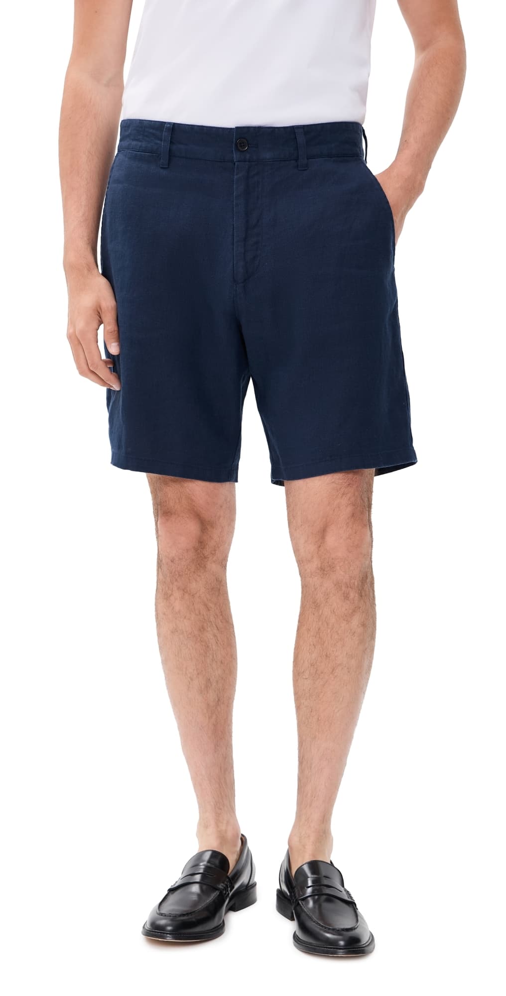 NN07 Aden Linen Shorts 9 Navy Blue