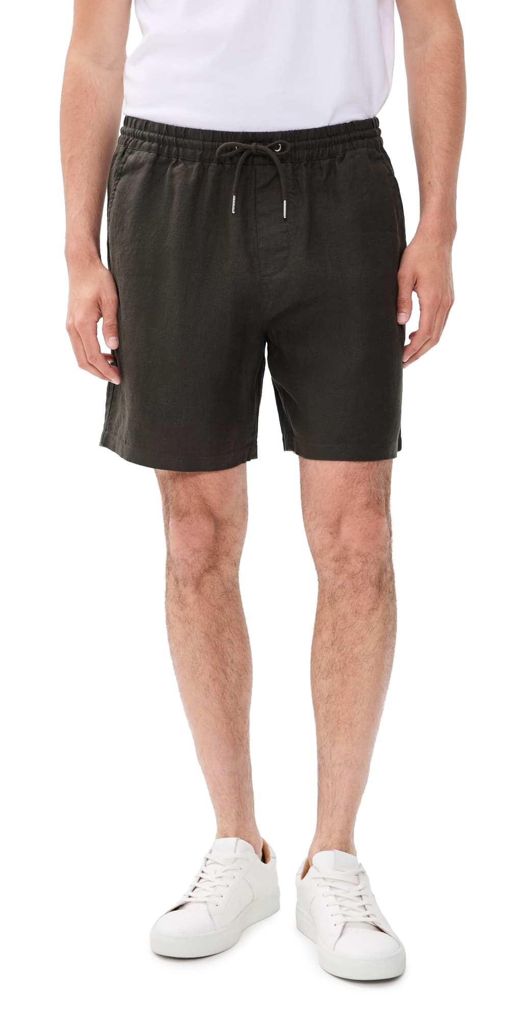 NN07 Gregor Linen Shorts 7 Dark Army