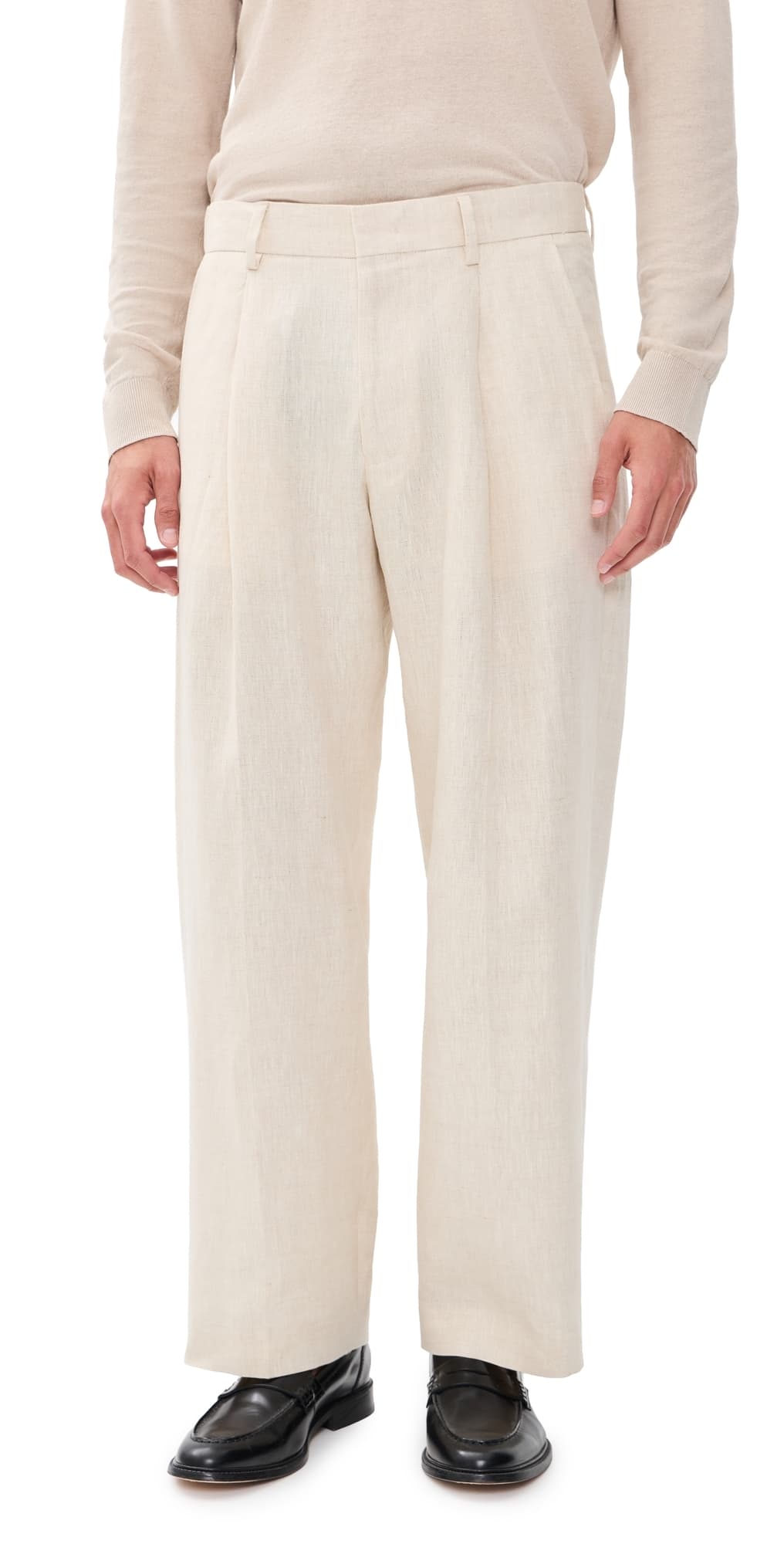 NN07 Kay Linen Relaxed Pleated Trousers 32 Oat