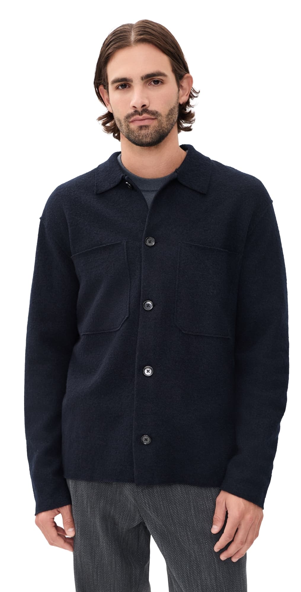 NN07 Jonas Full Button Sweater Navy Blue