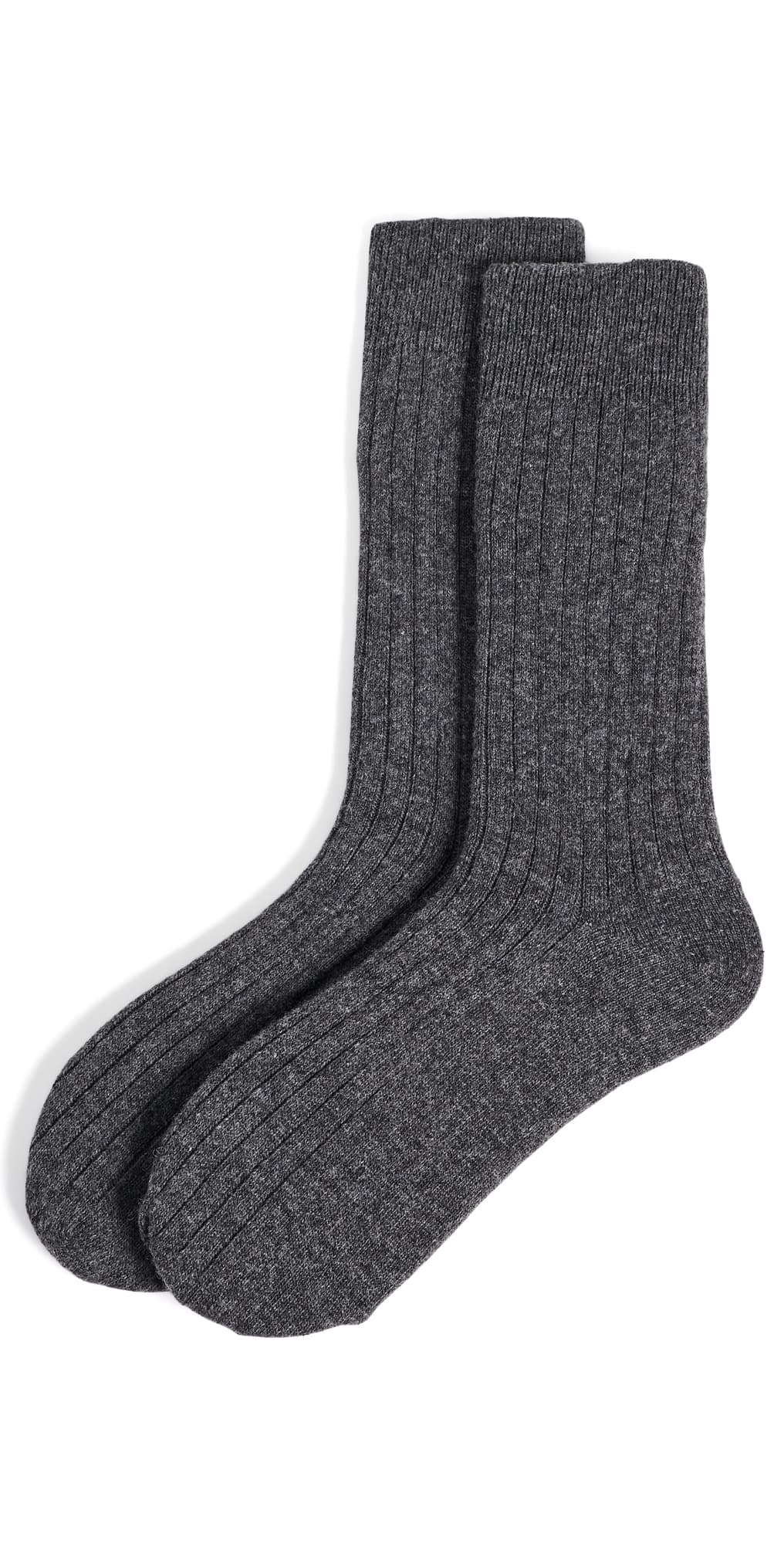 NN07 Wool Cashmere Ribbed Socks Dark Grey Melange · One Size