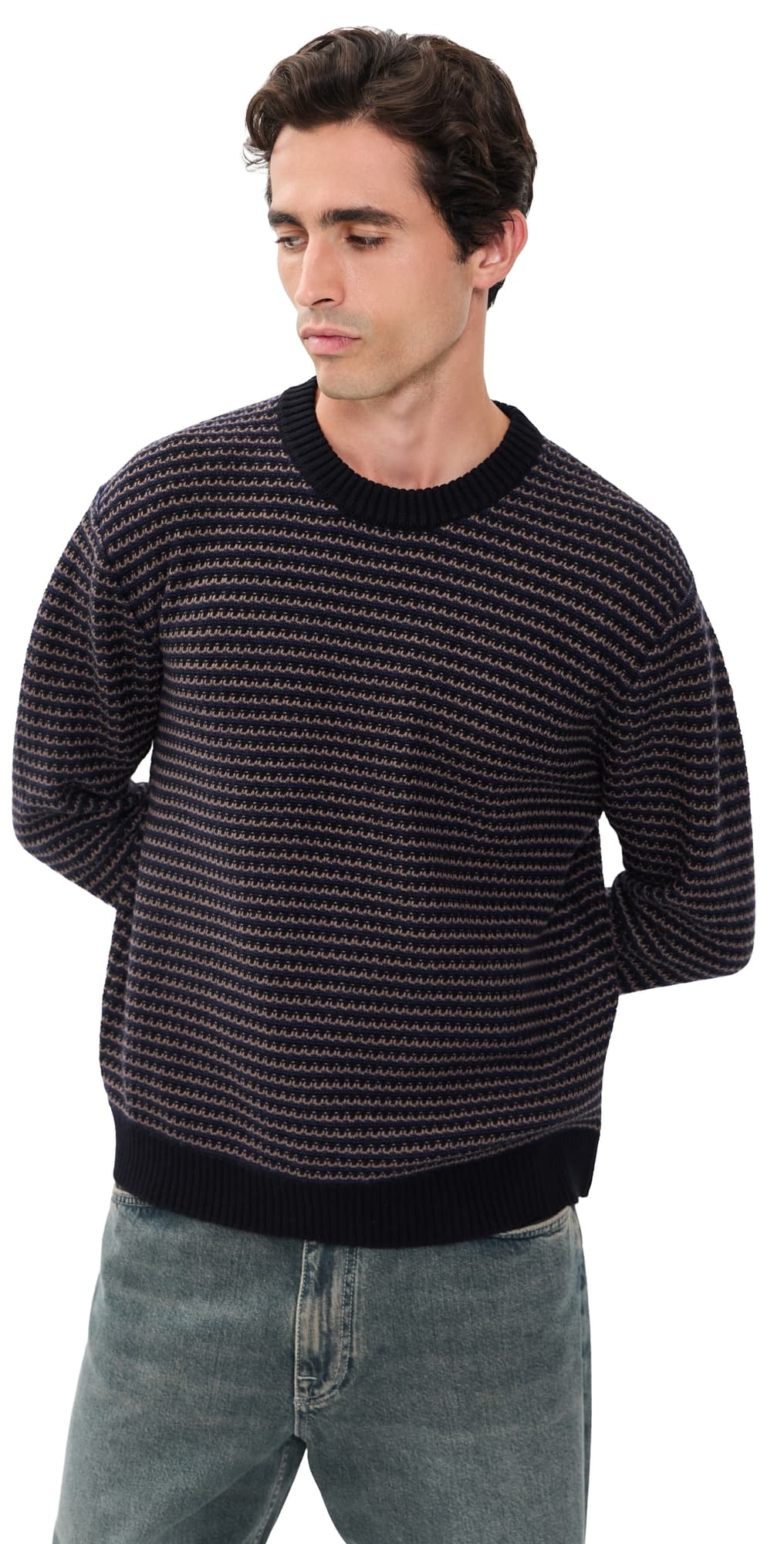 NN07 Russell Textured Stripe Sweater Navy Multi