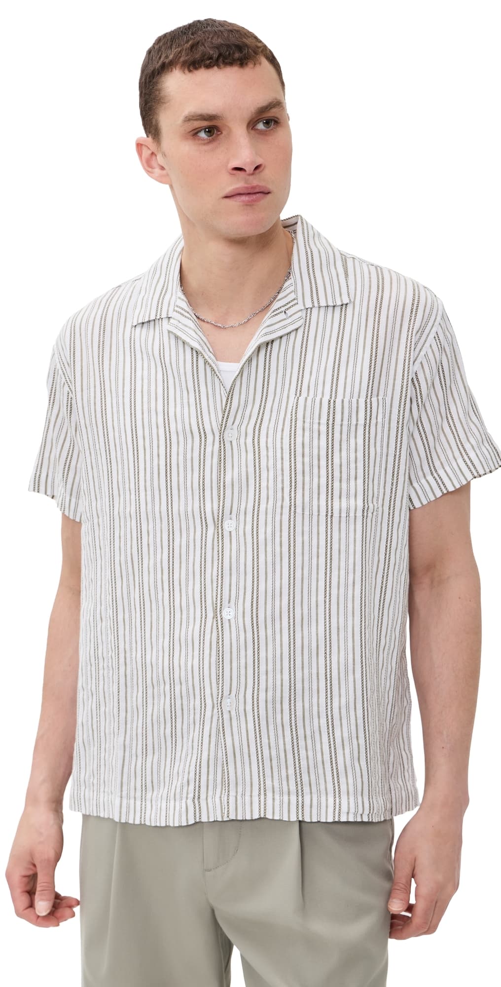 Obey Evans Woven Top Moss Green Multi