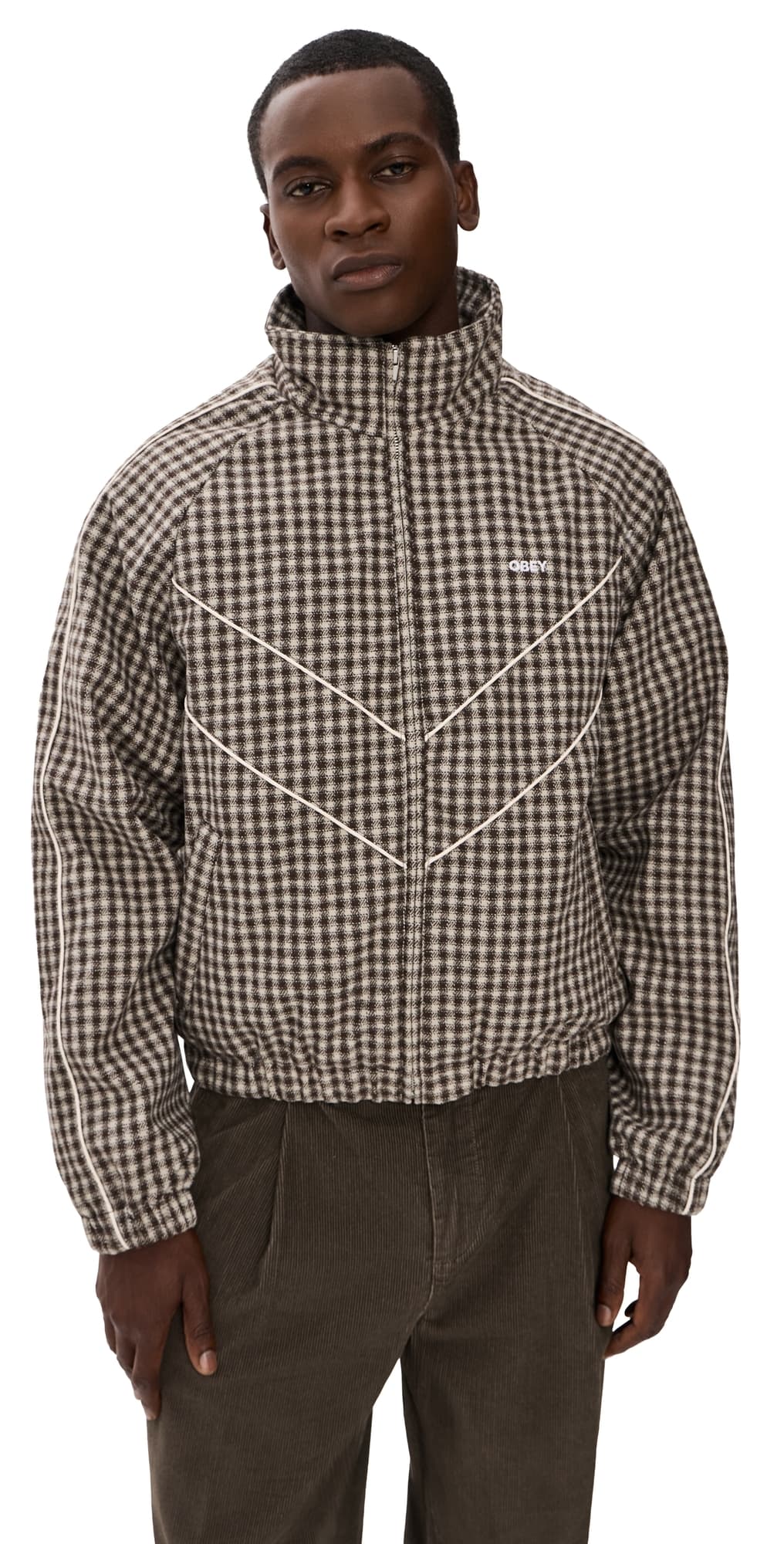 Obey Leisure Training Jacket Abbey Stone Plaid