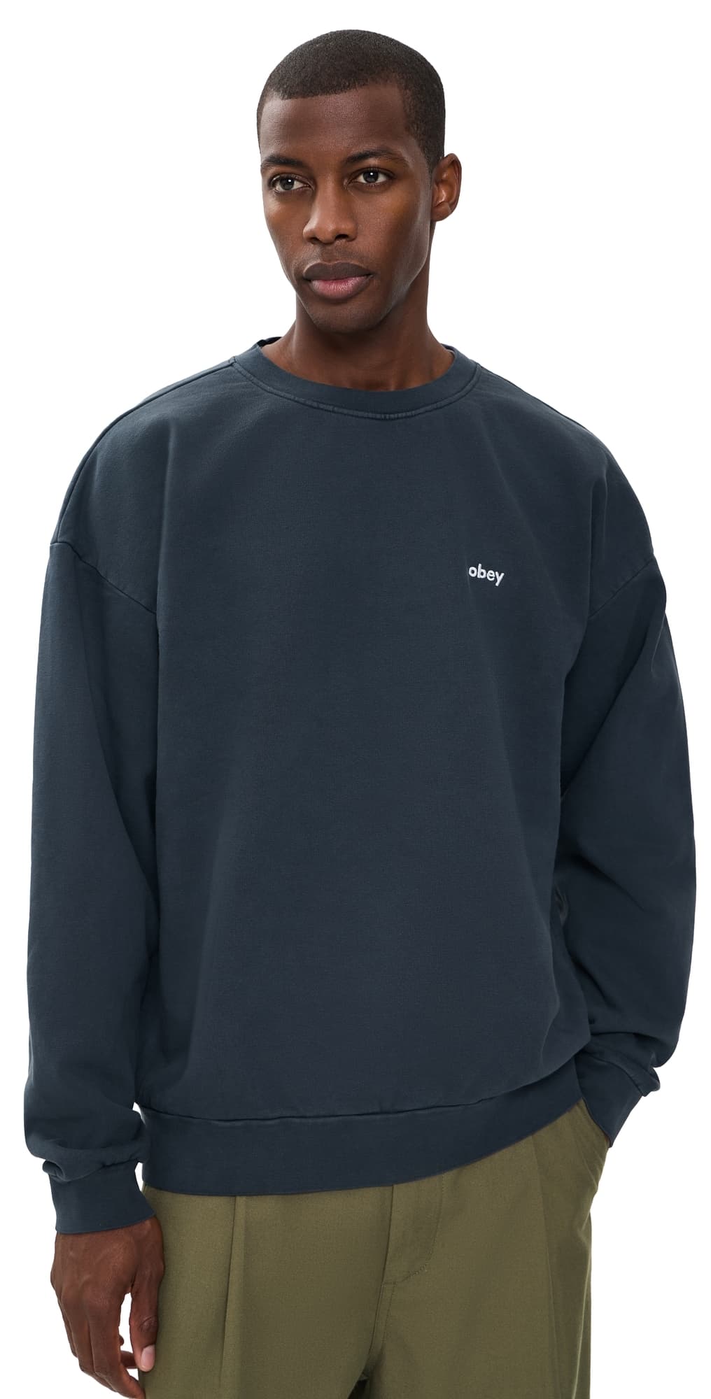 Obey Lowercase Pigment Crew Sweatshirt Pigment Dark Sapphire