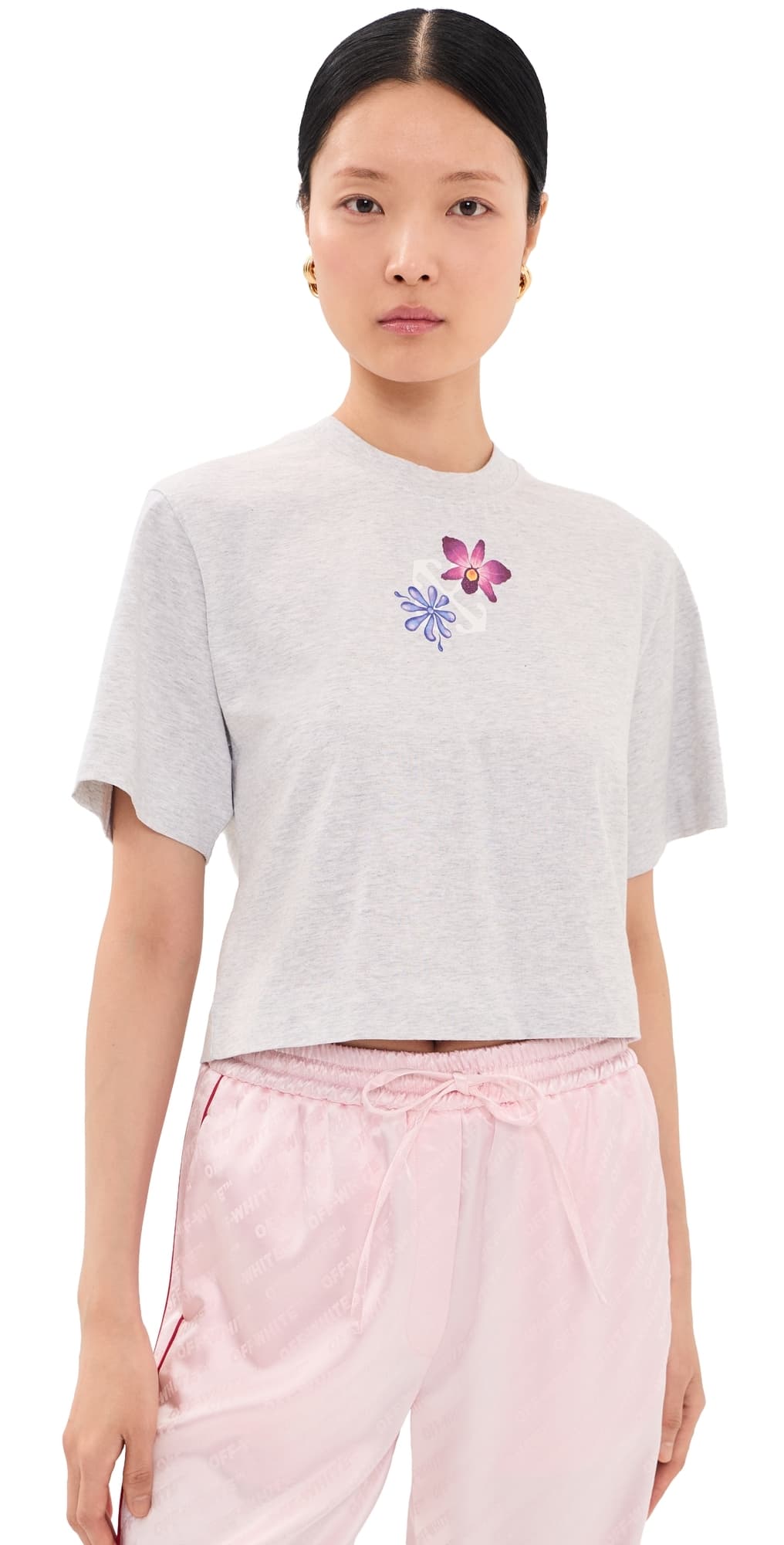 Off-White Mini Arrow Soft Life Crop Tee Grey Melange