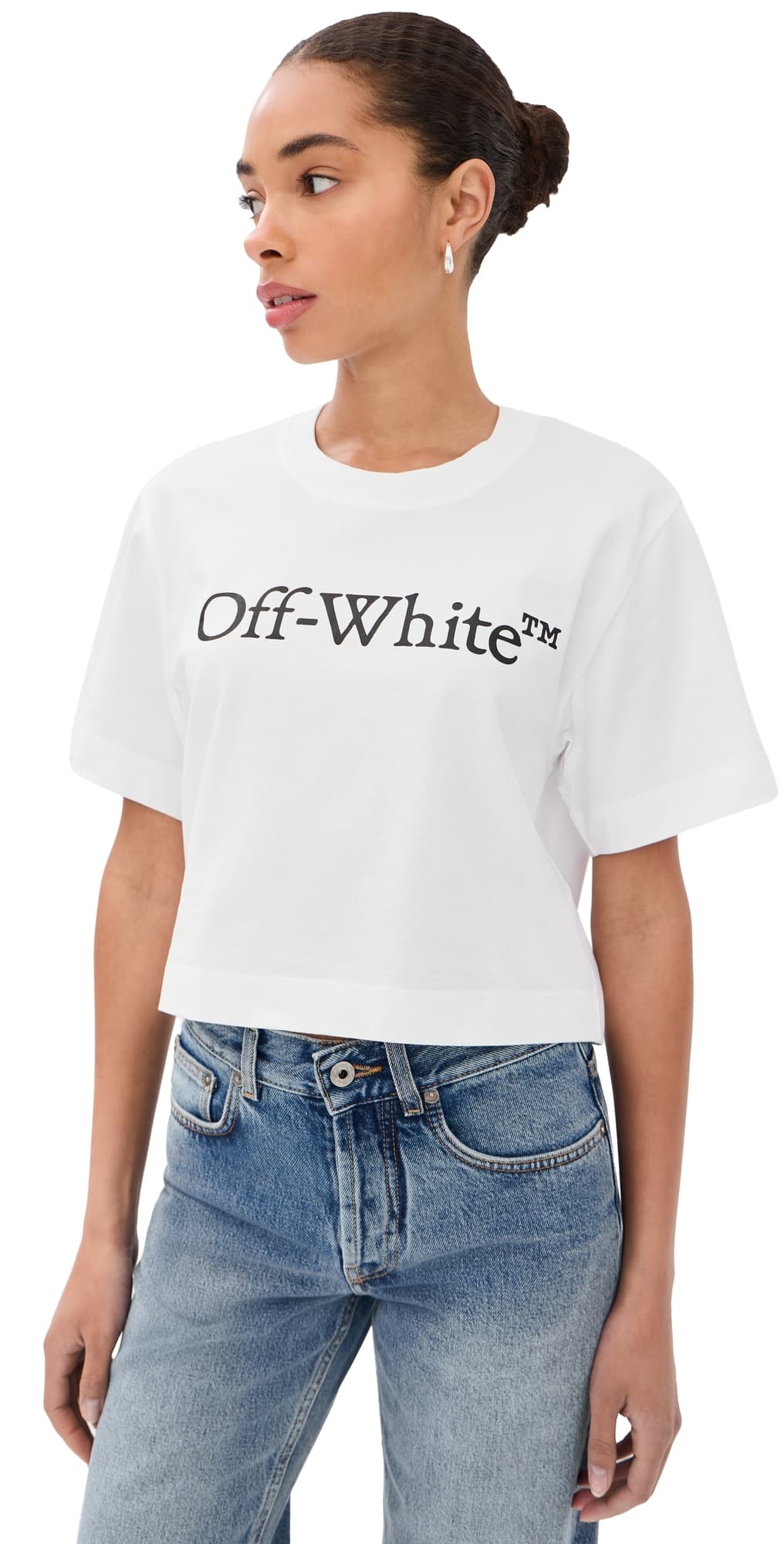 Off-White Big Logo Bookish Crop Tee White