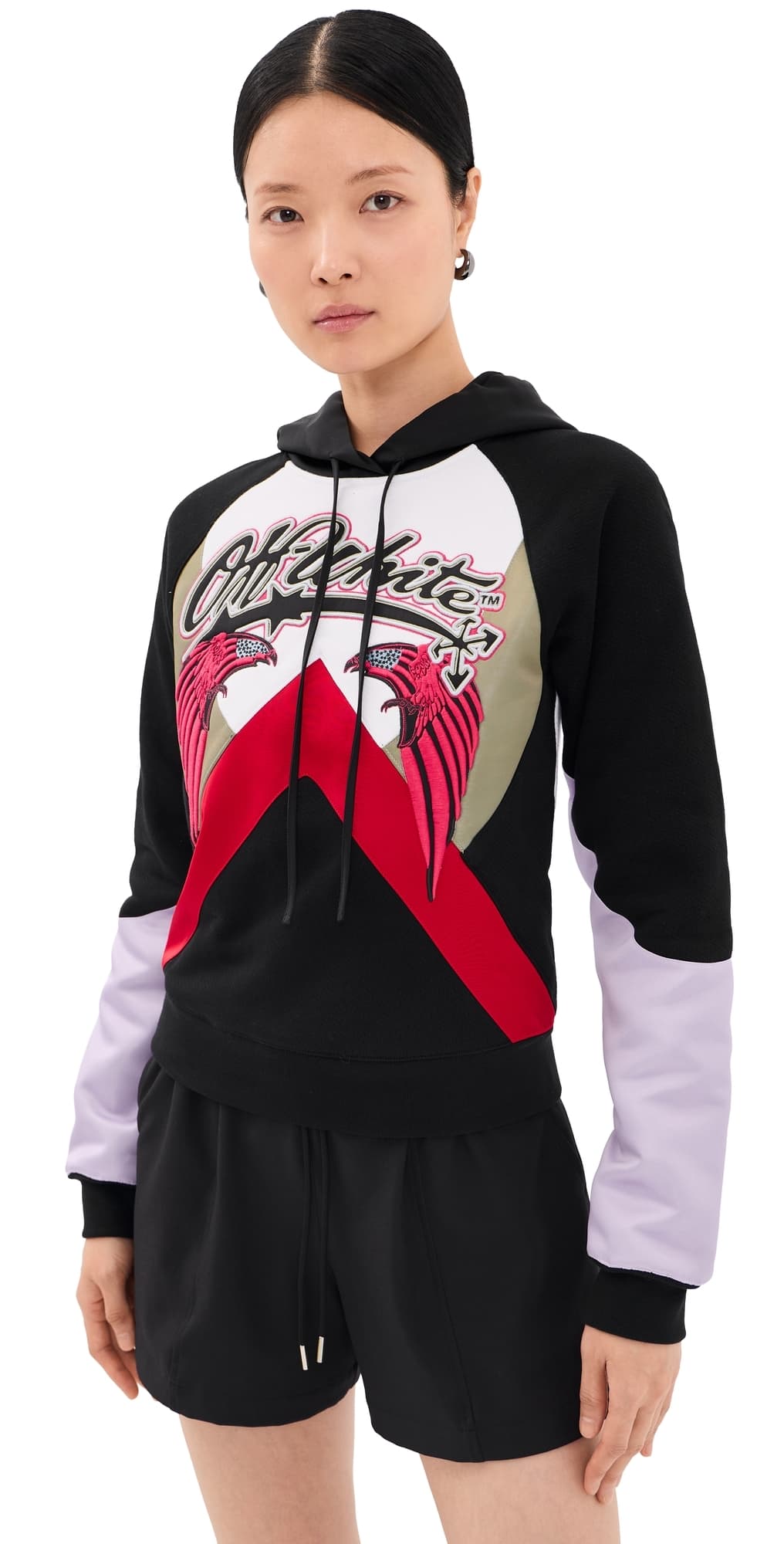 Off-White Double Eagle Colorblock Hoodie Black Barbados Cherry
