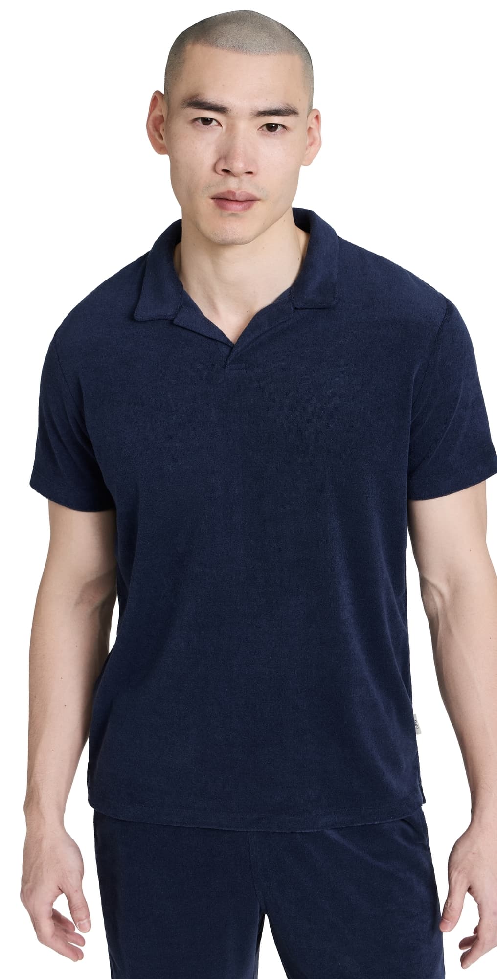 Onia Towel Terry Johnny Collar Polo Deep Navy