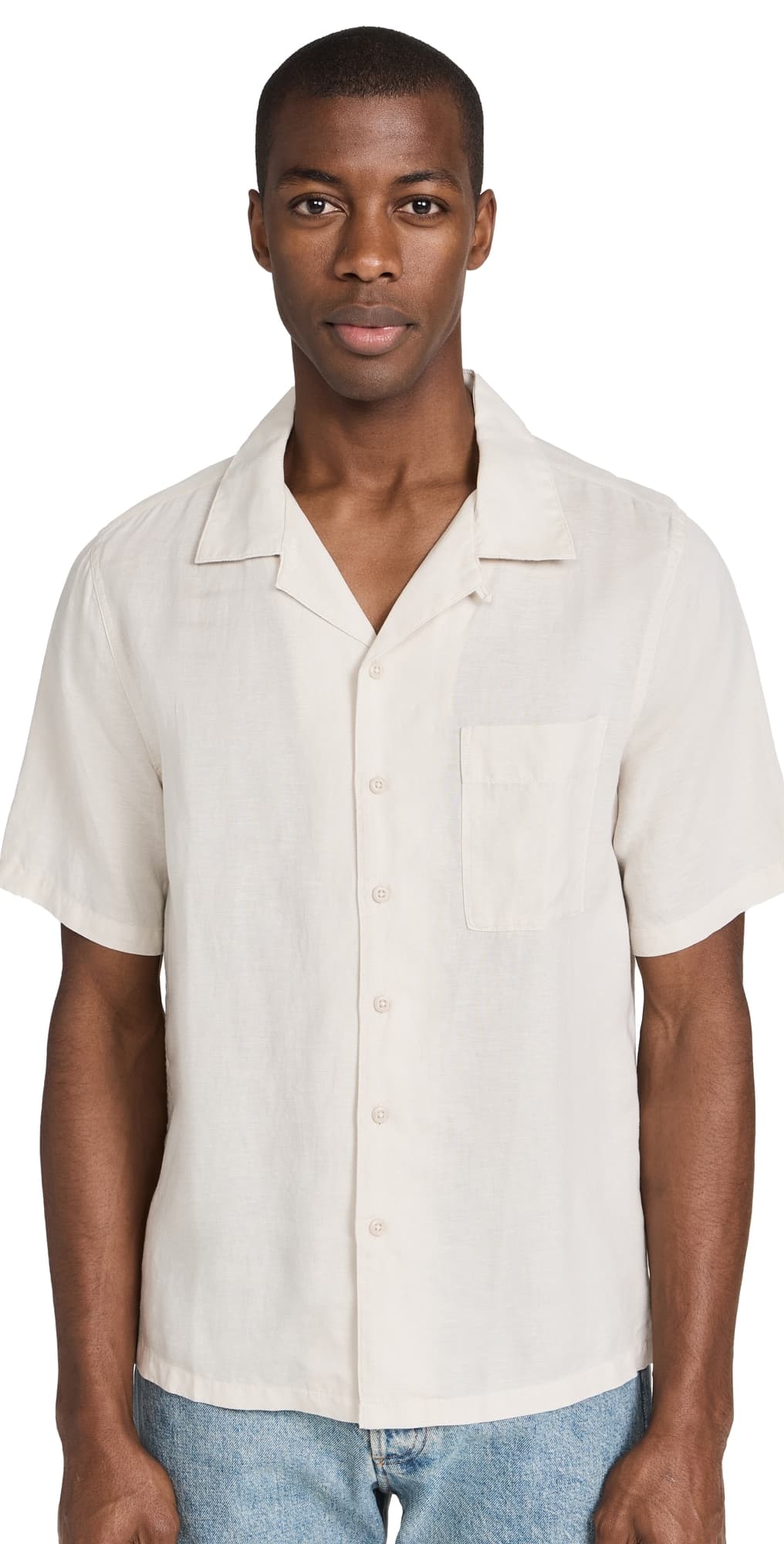 Onia Air Linen Convertible Camp Shirt Stone