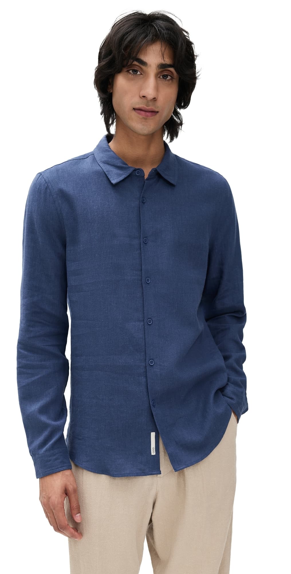 Onia Standard Long Sleeve Linen Shirt Vintage Indigo