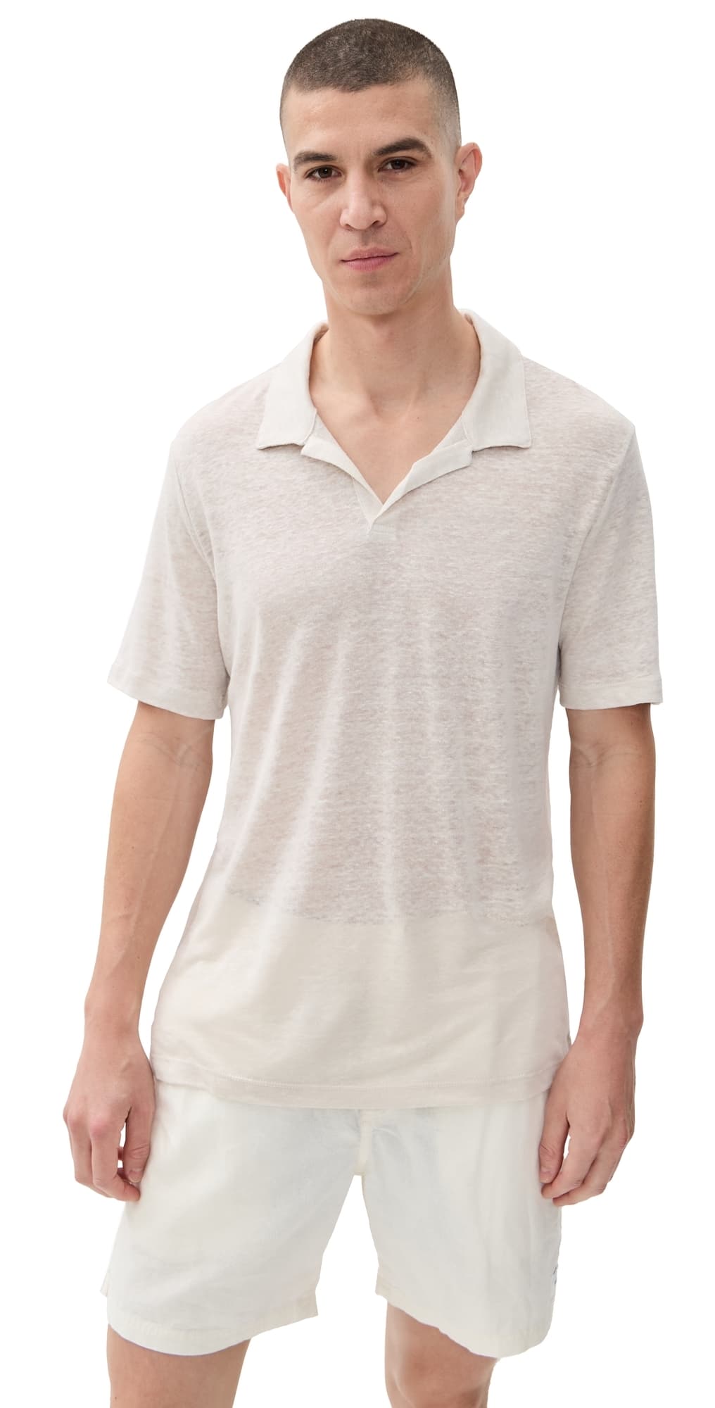 Onia Shaun Linen Polo Stone