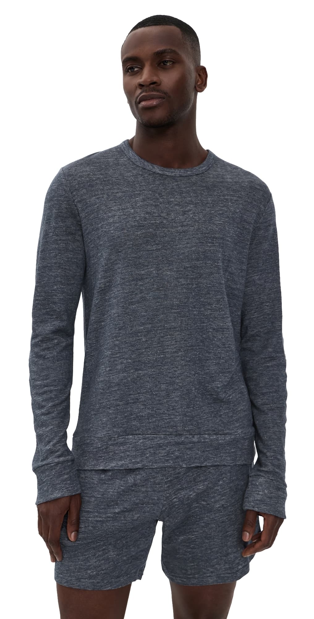 Onia Terry Linen Crew Neck Sweatshirt Washed Navy