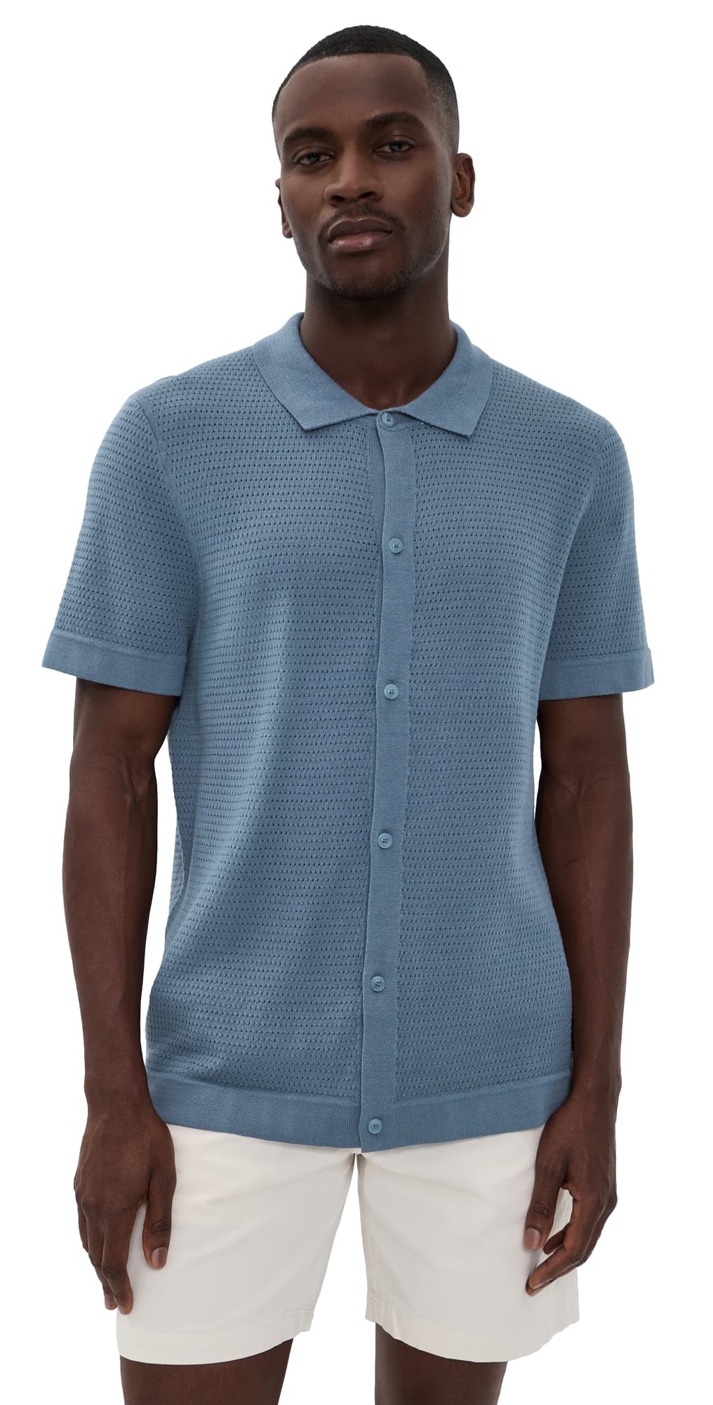 Onia Drop Needle Button Up Shirt Mist