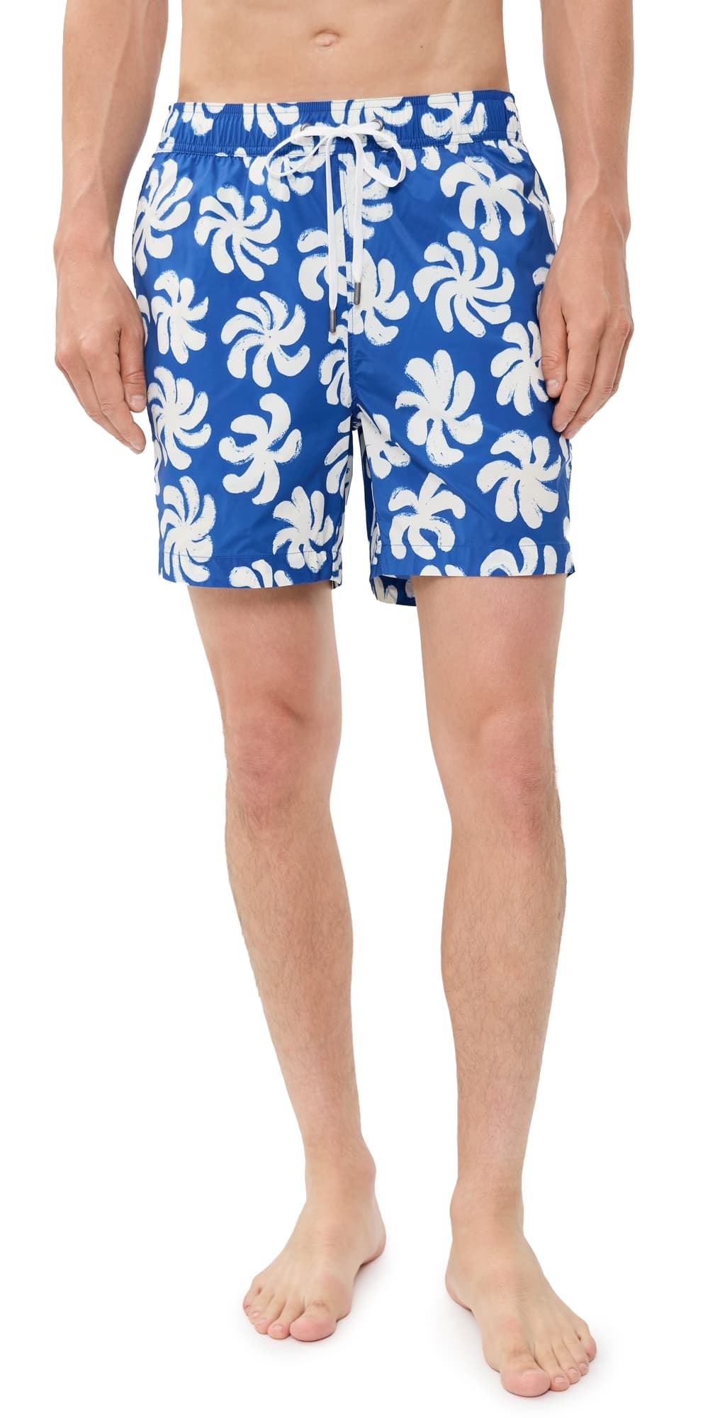Onia Charles Swim Trunks 7 Painted Palms Blue Quartz Mult