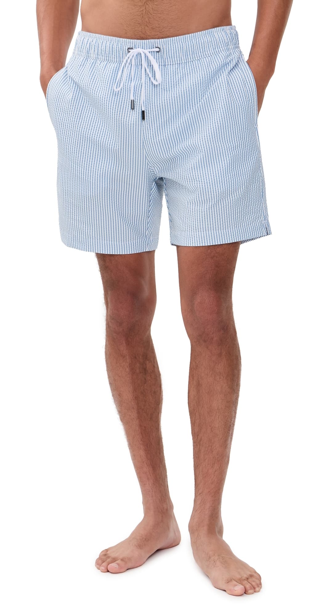 Onia Classic Seersucker Swim Shorts 7 Cobalt