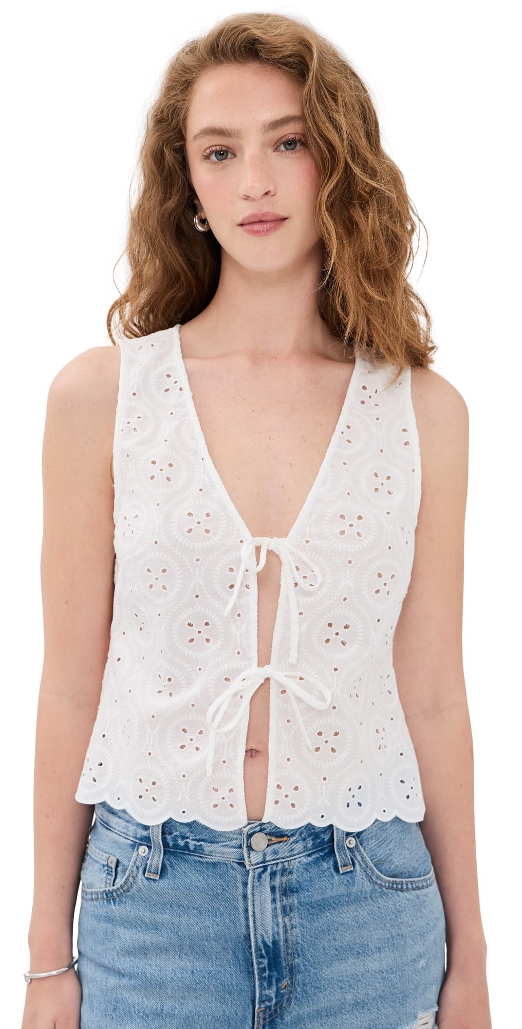 Onia Tie Front Tank Top White