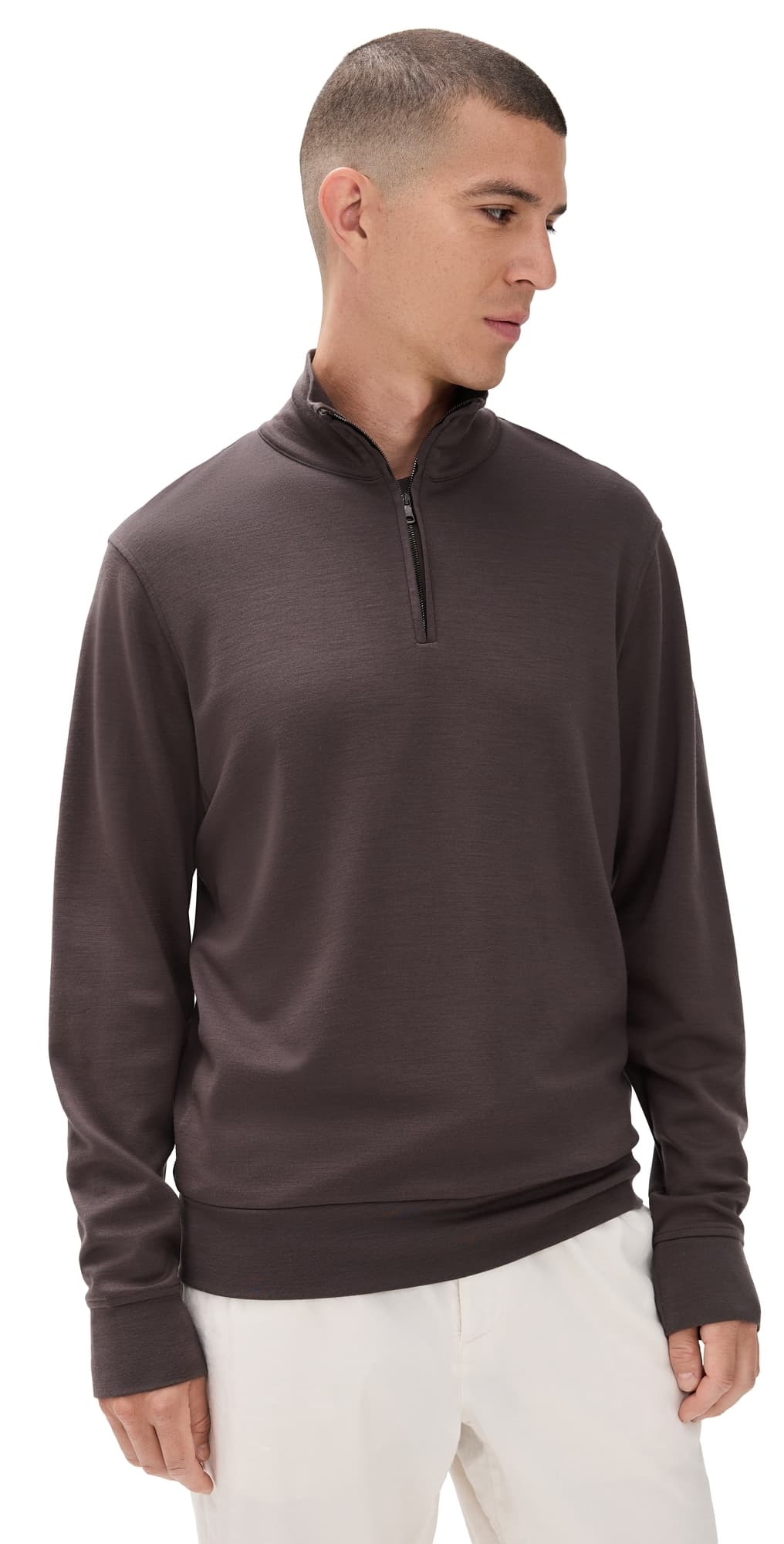 Orlebar Brown Isar Graphite Merino Sweatshirt Morel Brown