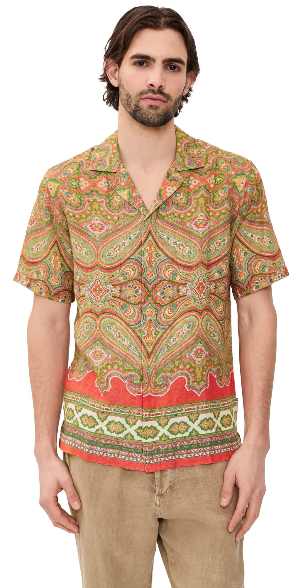 Orlebar Brown Maitan Linen Carnival Shirt Vermillion