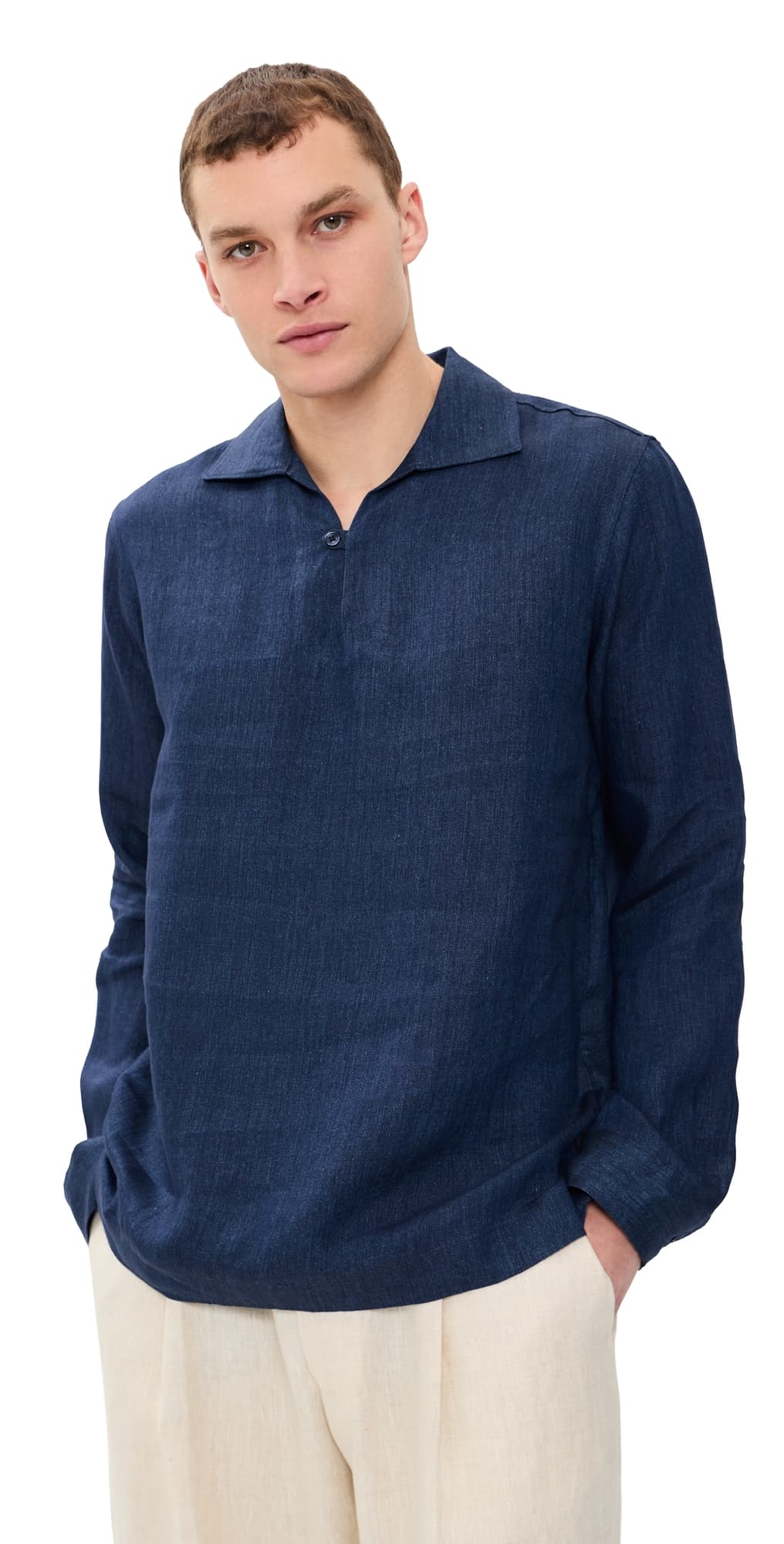 Orlebar Brown Vincent Linen Shirt Night Iris