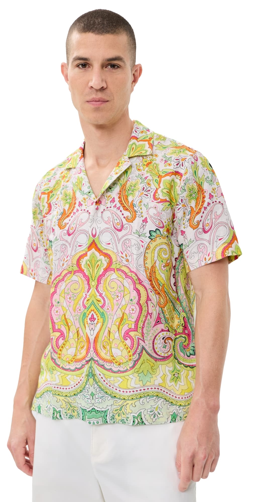Orlebar Brown Maitan Linen Fairground Shirt Multi/Pink