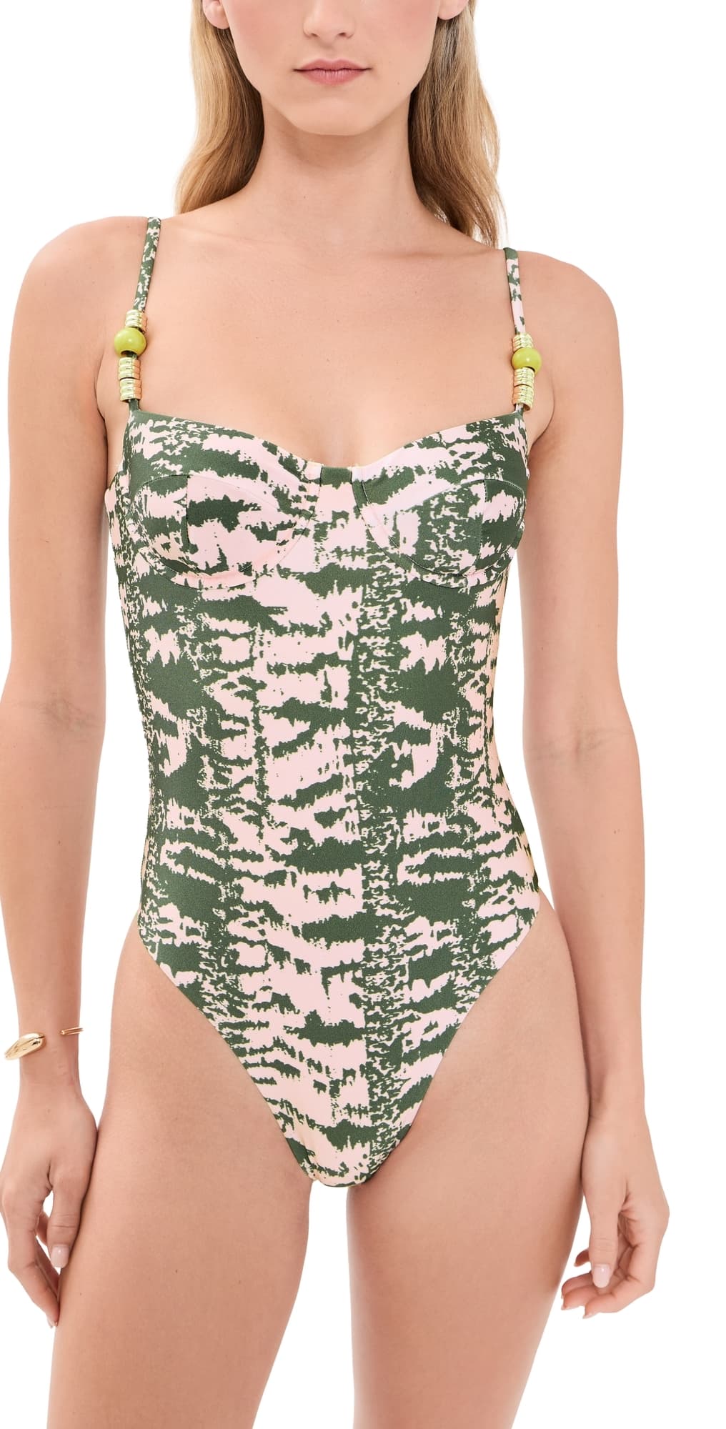 PatBO Botanic Stripe One Piece Green