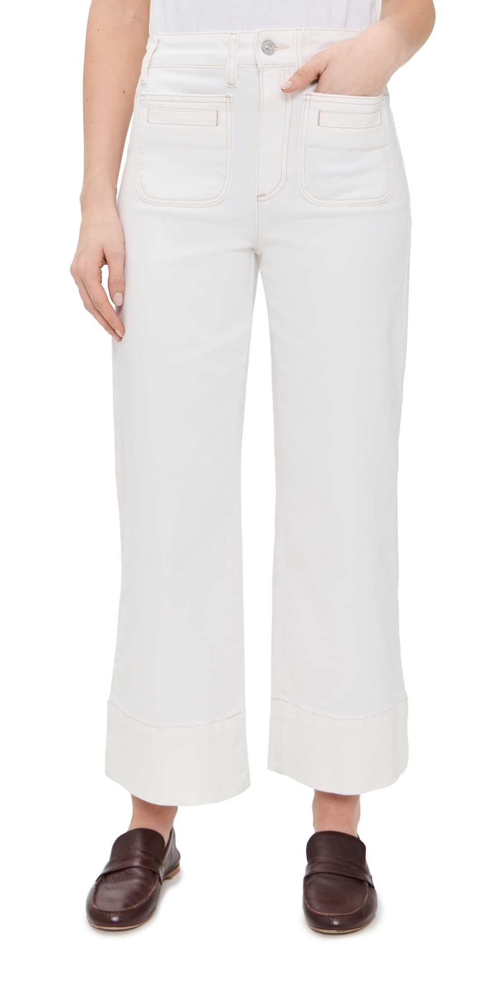 PAIGE Anessa Wide Leg Jeans Toasted Ecru