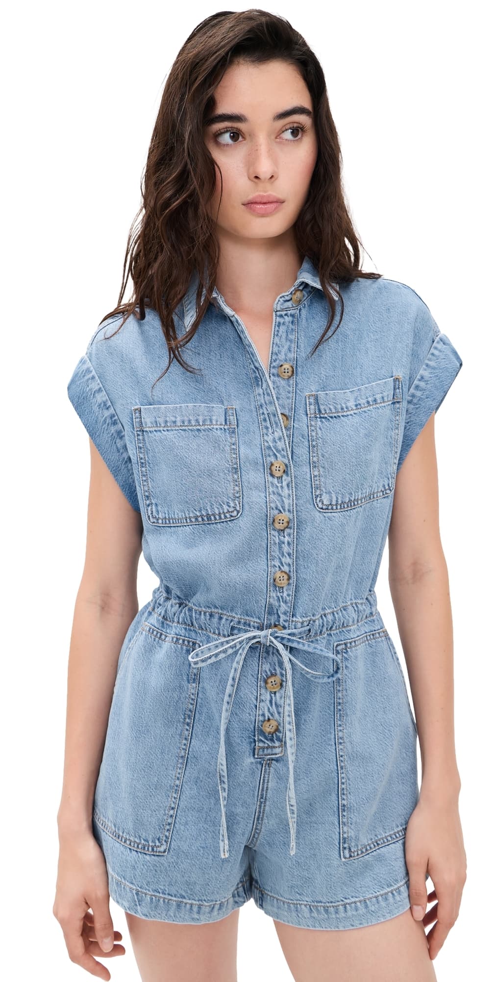 PAIGE Maliah Denim Romper Revolution