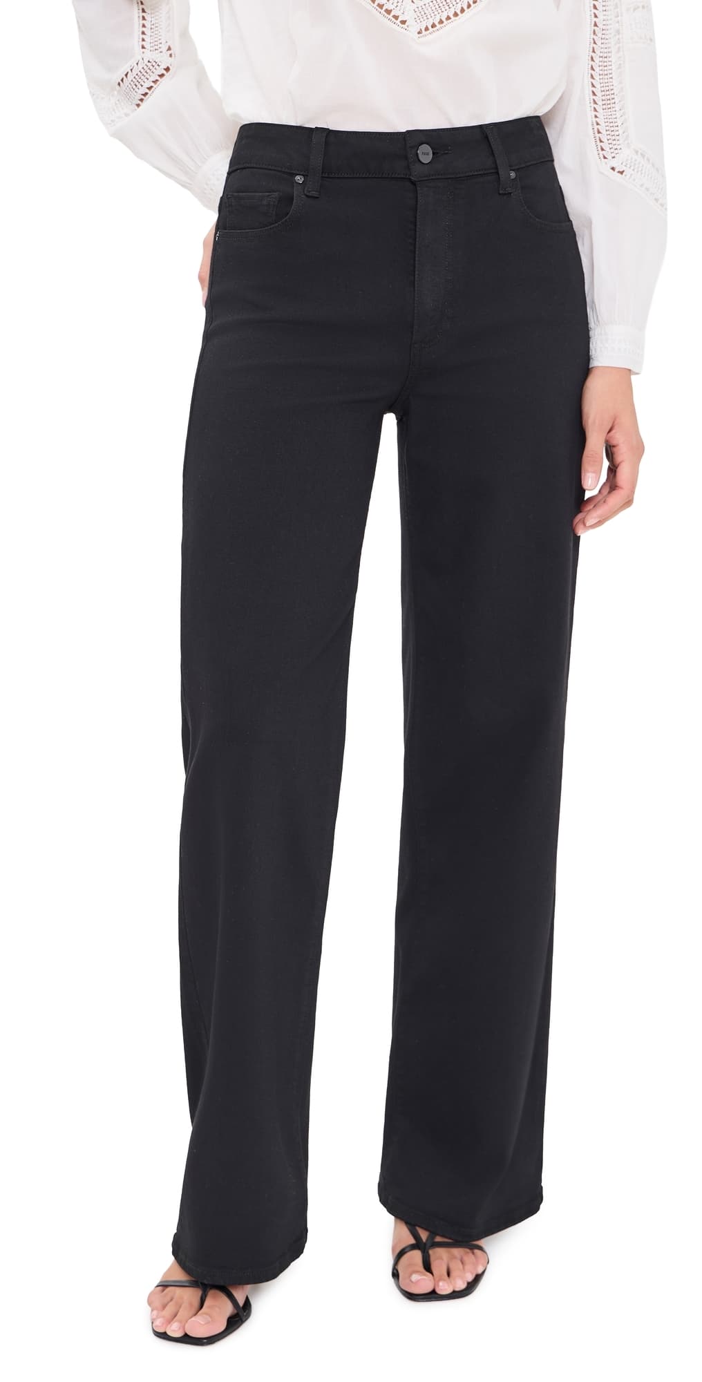 PAIGE Anessa Wide Leg Jeans Black Shadow